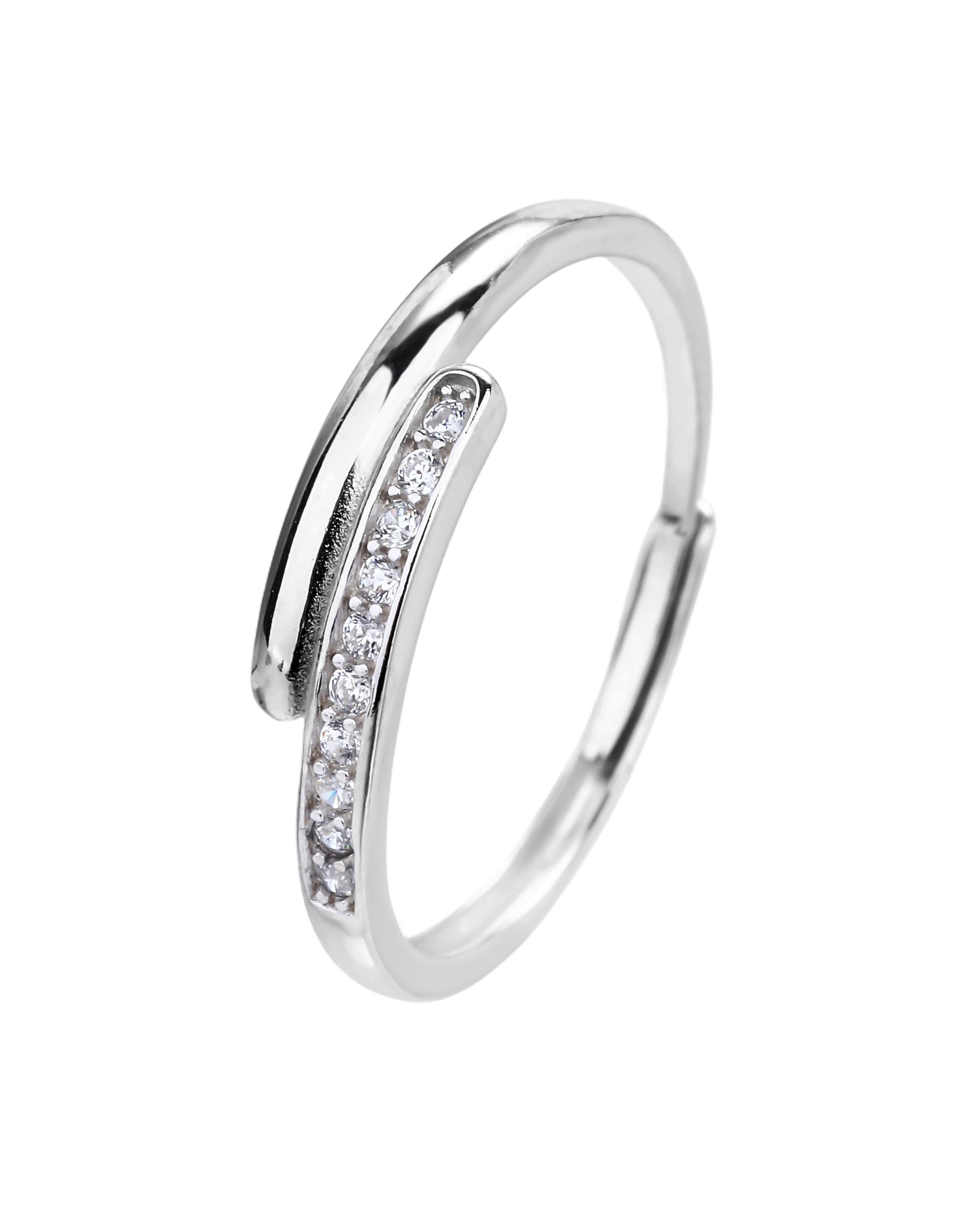 Anillo ajustable doble li£nea con circonia blanca en rodizado