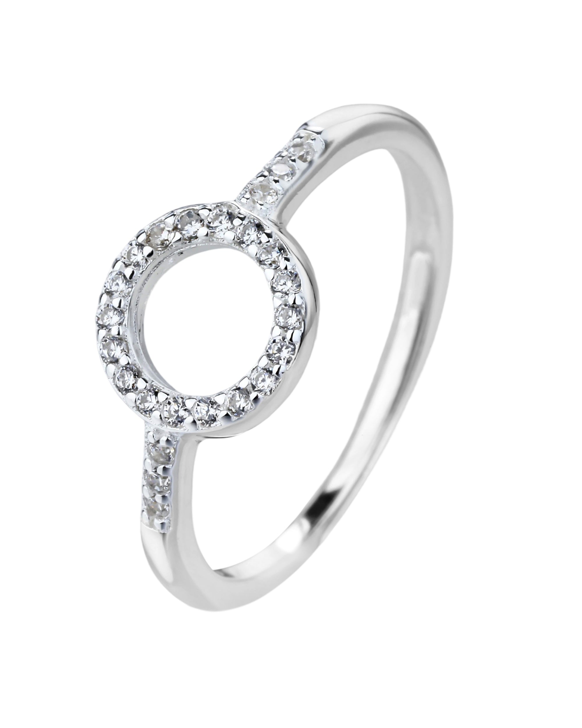 Anillo ajustable de aro con circonia blanca en plateado