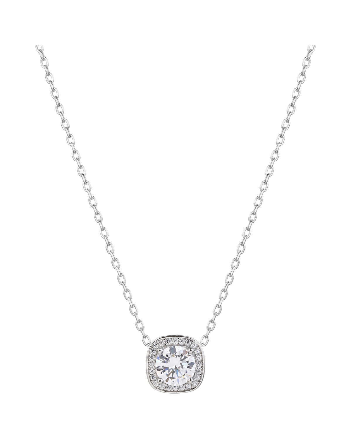 Collar sencillo de cuadro con circonia blanca 45+5cm en rodizado