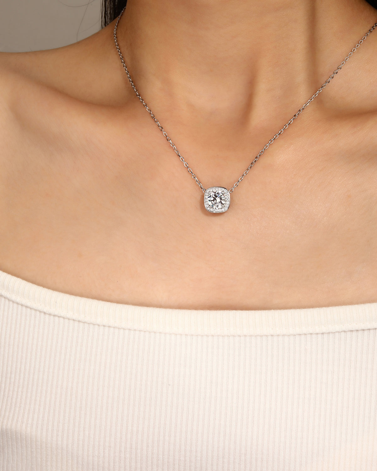Collar sencillo de cuadro con circonia blanca 45+5cm en rodizado