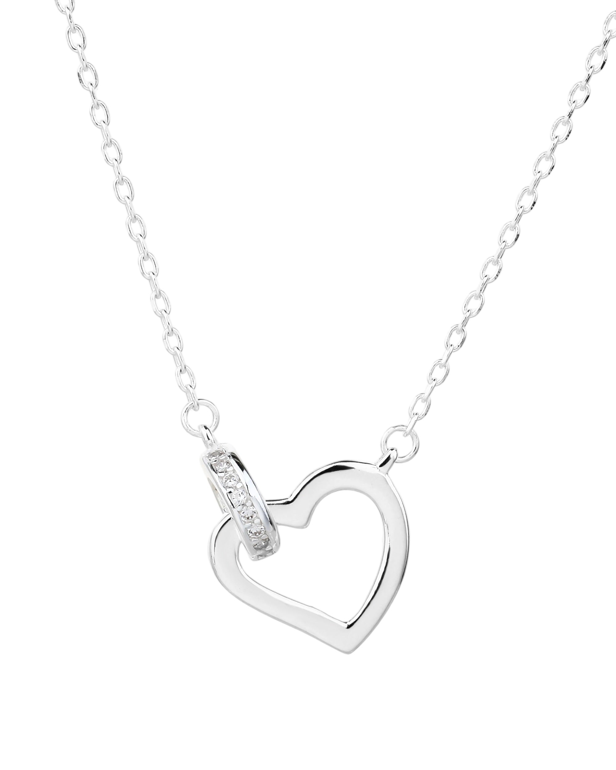 Collar sencillo de corazon con circonia blanca 45+5cm en plateado