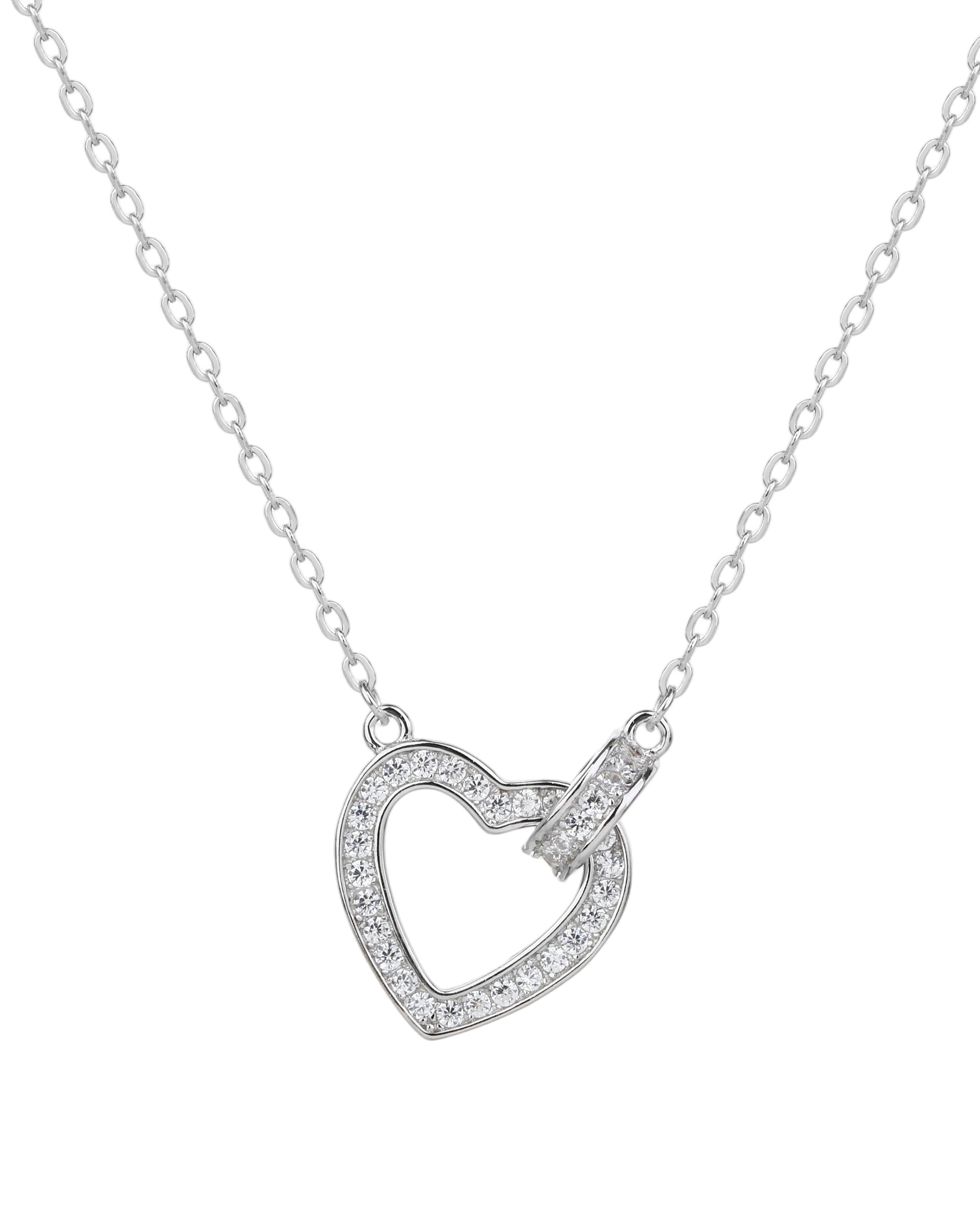 Collar sencillo de corazon con circonias blanca 45+5cm en rodizado