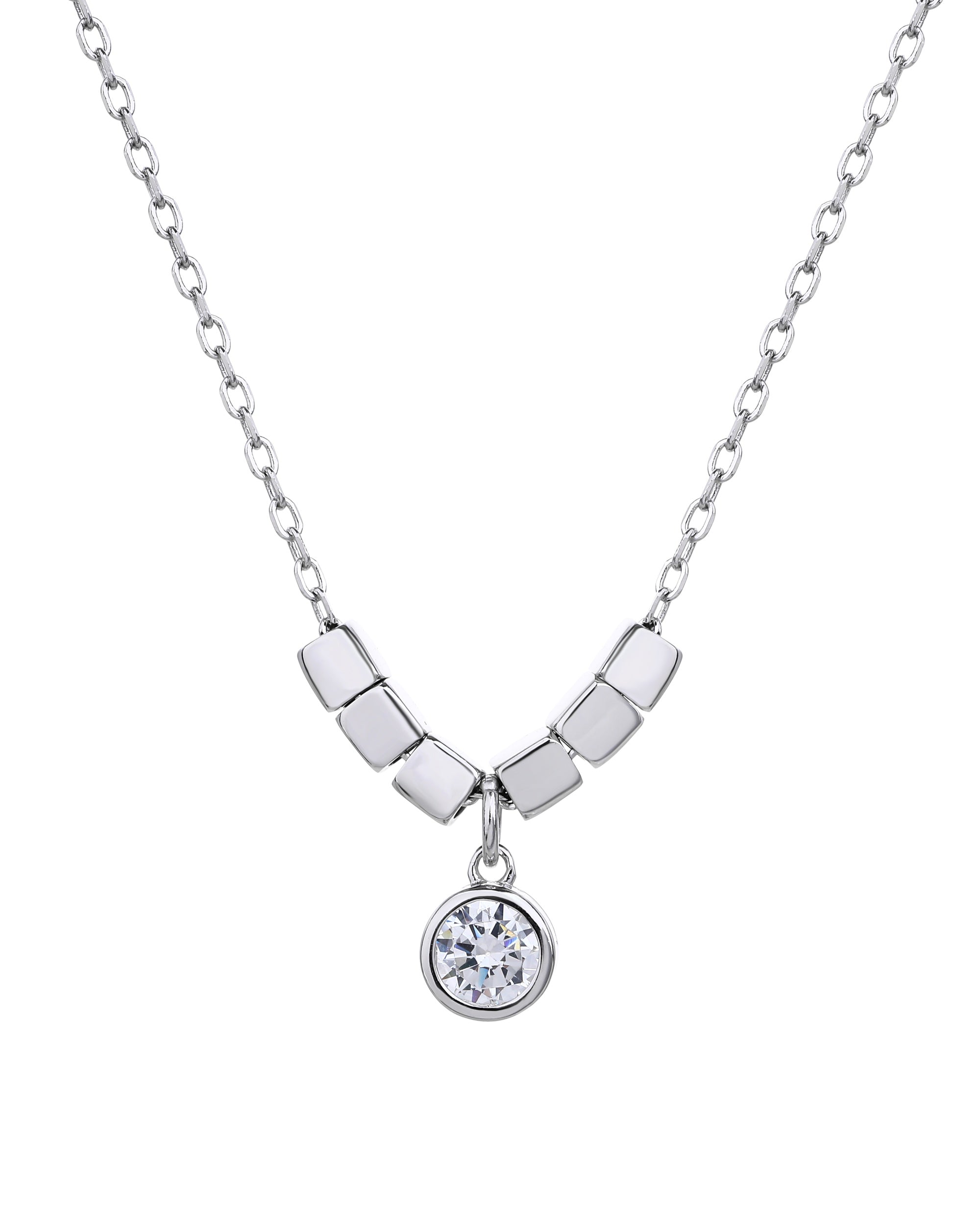 Collar sencillo de cubos lisos circonia biselada blanca 45+5cm en rodizado