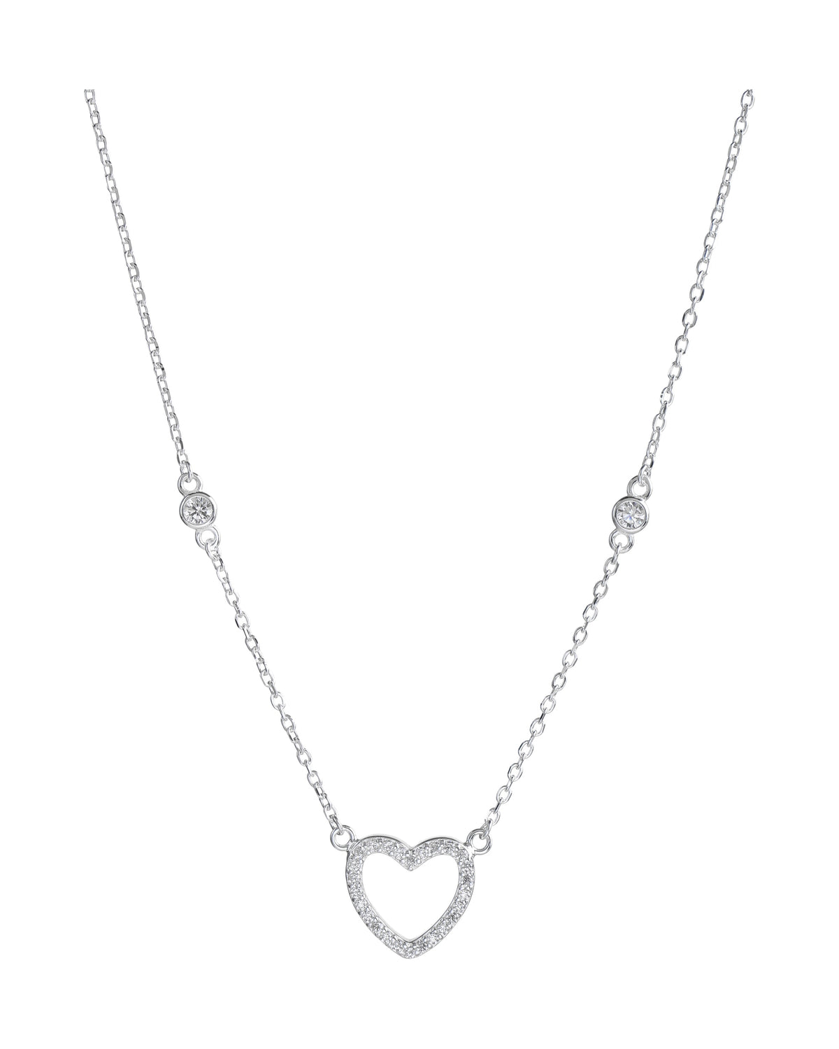 Collar sencillo de corazon con circonia blanca 45+5cm en plateado