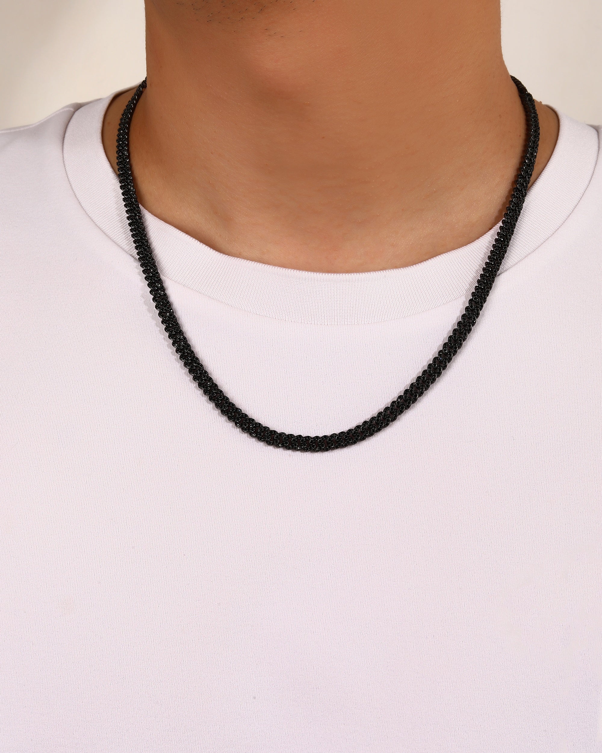 Collar cubano con circonia negro de 55cm en rodio negro