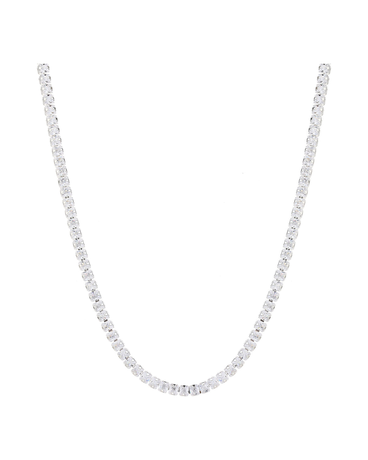 Collar de tenis 2mm con circonia cuadrada blanca 40+5cm en plateado