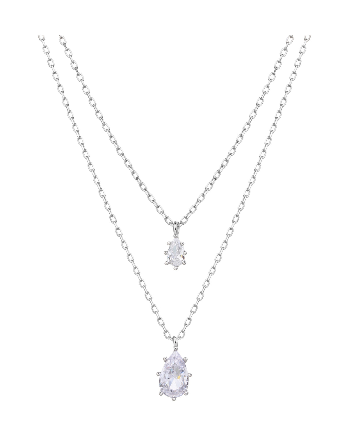 Collar doble con circonias gota blanca 45+5cm en rodizado