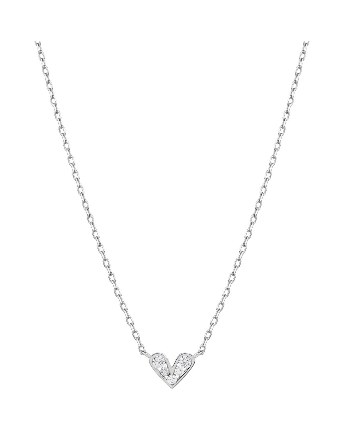 Collar sencillo de corazon con circonia blanca 45+5cm en rodizado