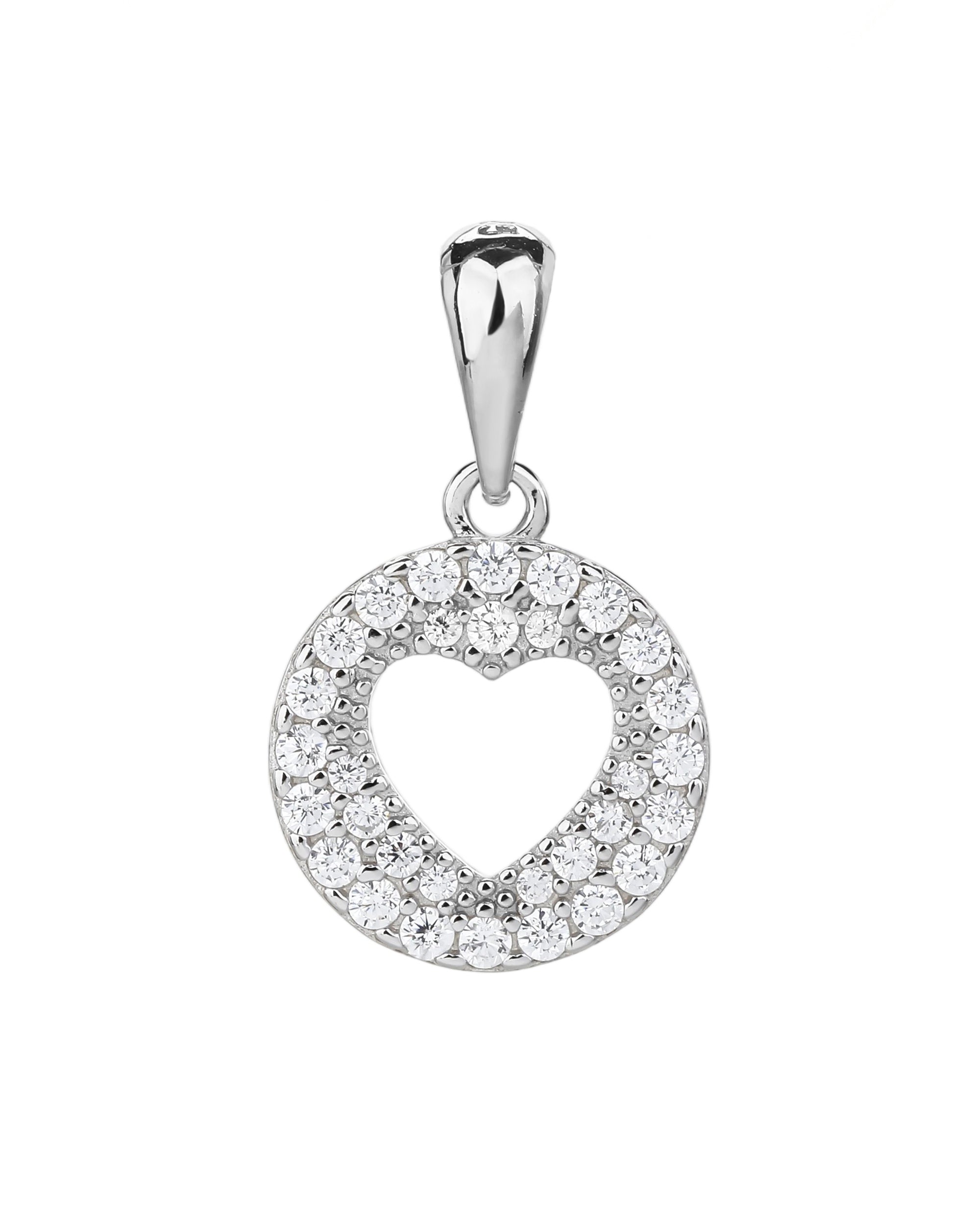 Dije de corazon con circonias blanca en rodizado