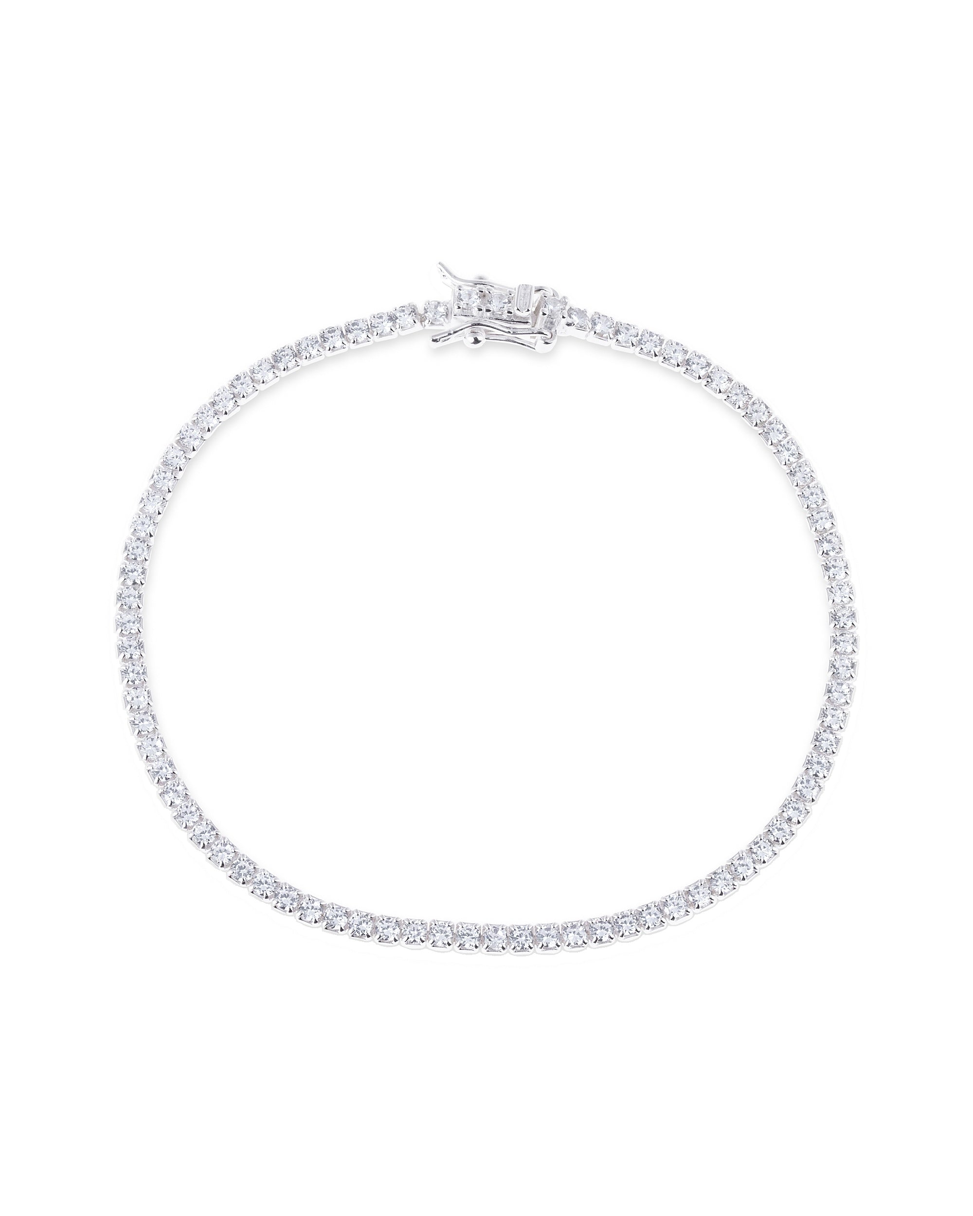 Pulsera tenis con circonia redonda blanca 18cm en plateado