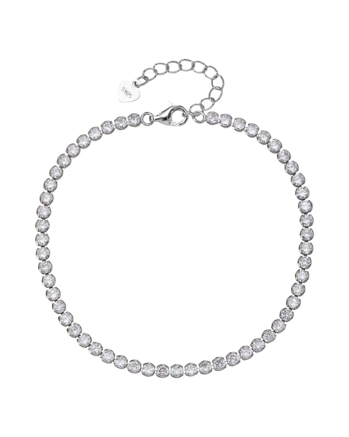 Pulsera de tenis 2.5mm con circonia redonda blanca 17+3cm en rodizado