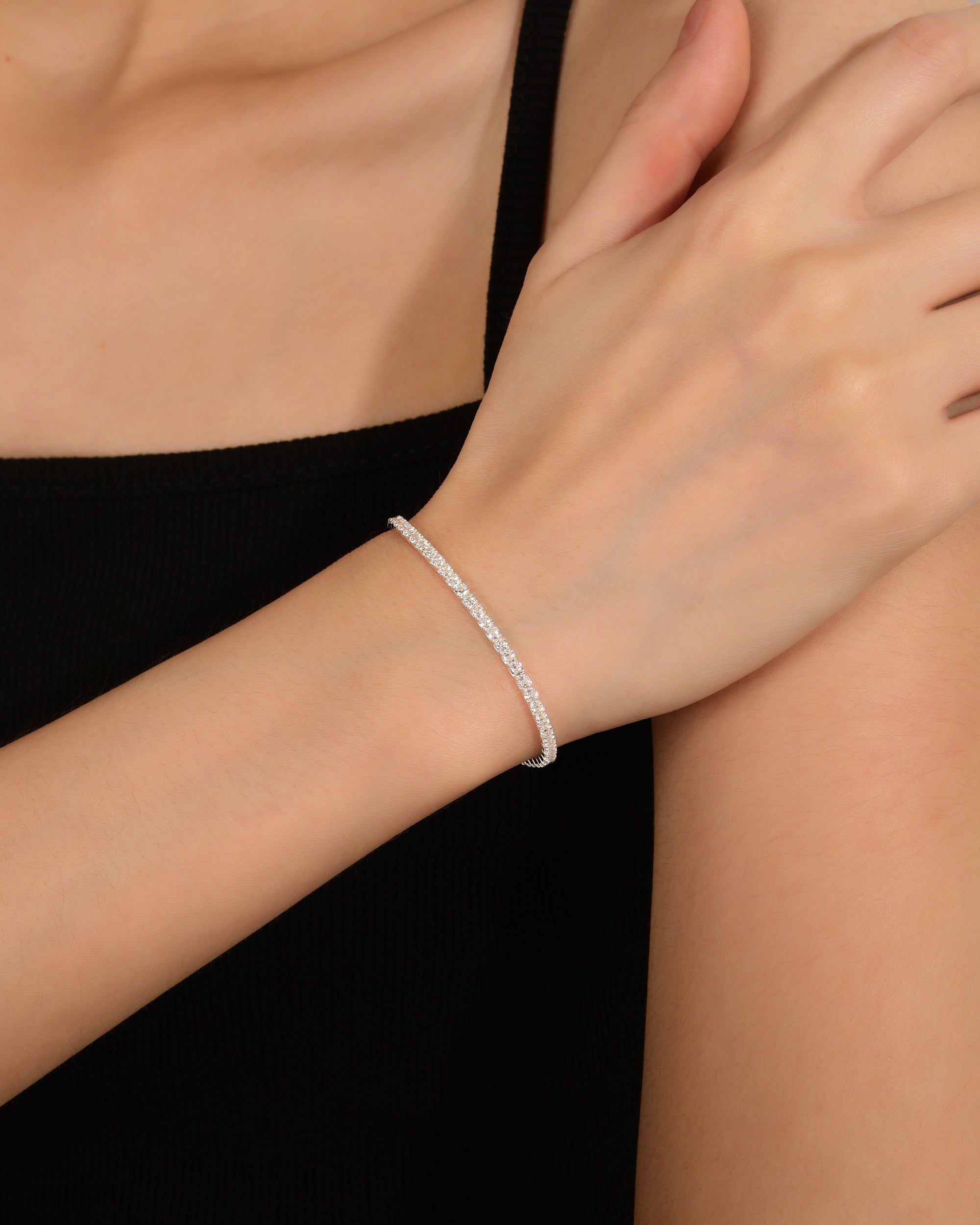 Pulsera tenis con circonia redonda 16+7cm en plateado