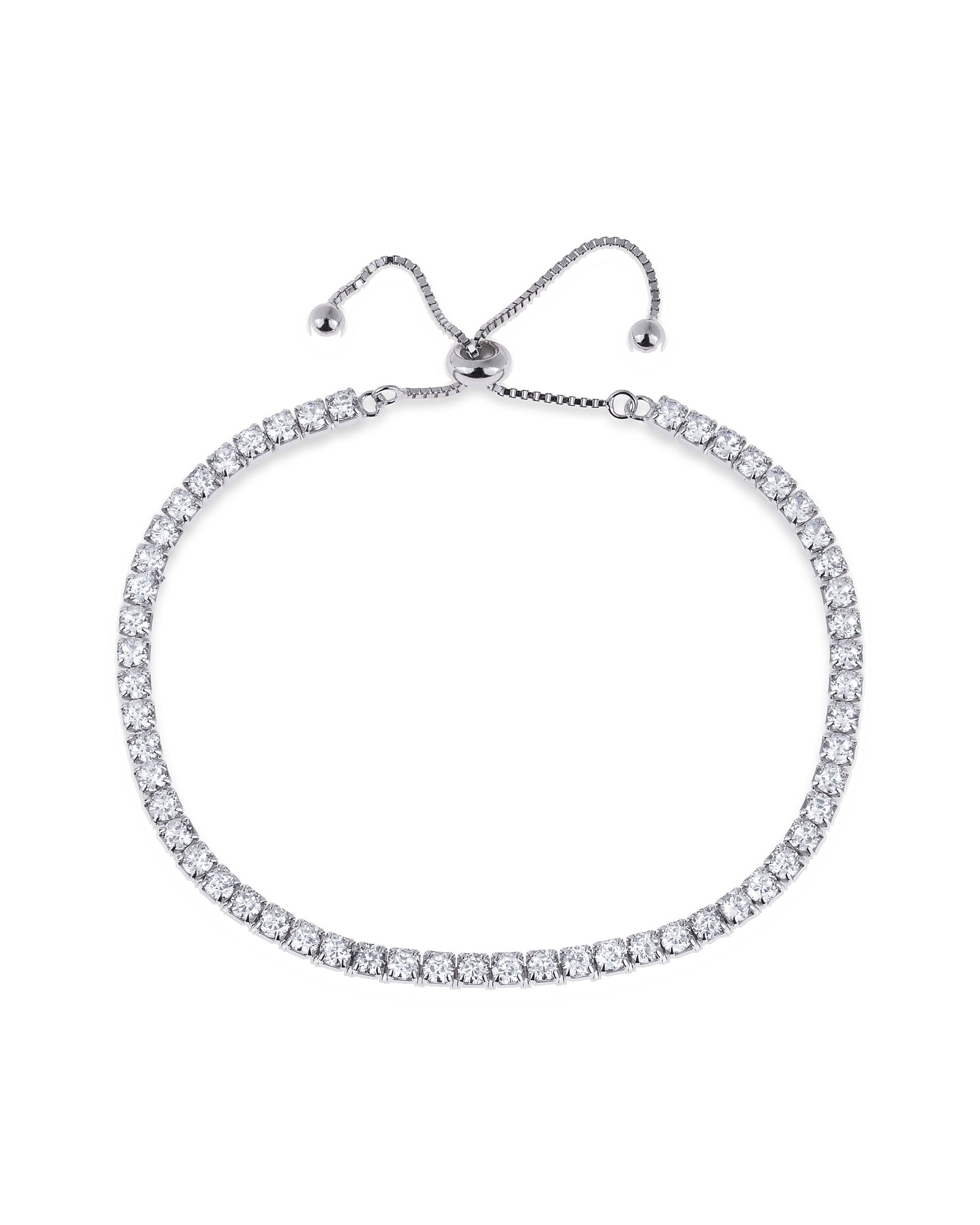 Pulsera tenis con circonia redonda blanca 16+7cm en rodizado