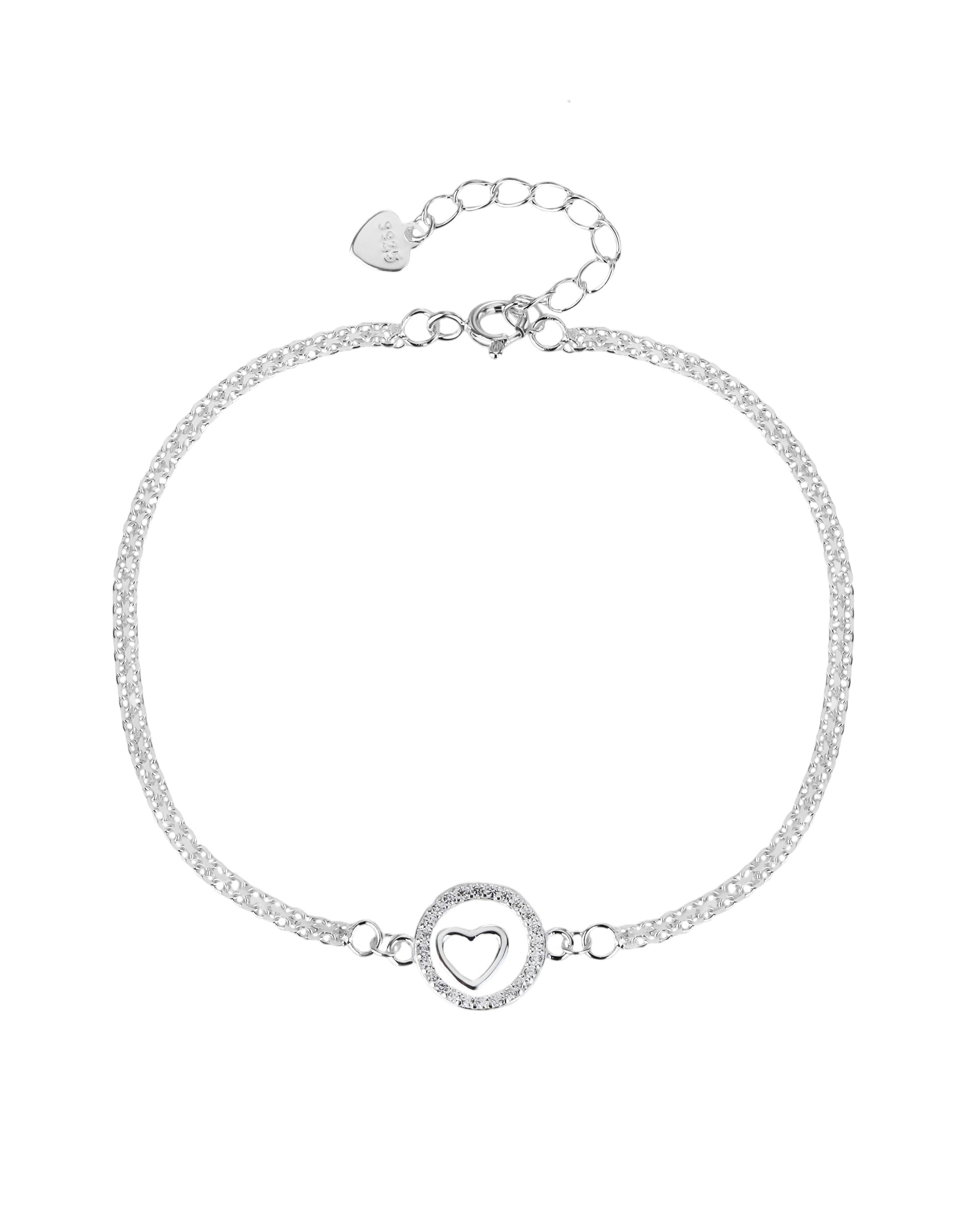 Pulsera sencilla de corazon con circonia blanca 17+3cm en plateado
