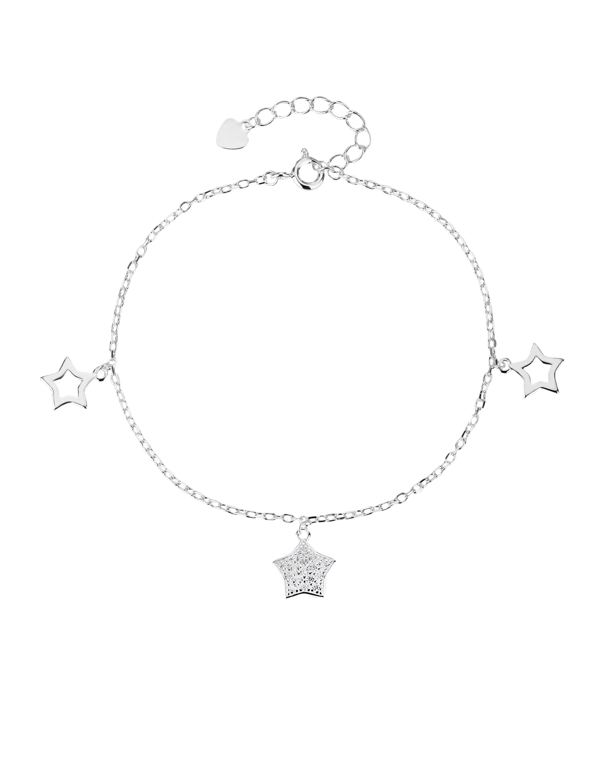 Pulsera sencilla de estrellas con circonia blanca 17+3cm en plateado