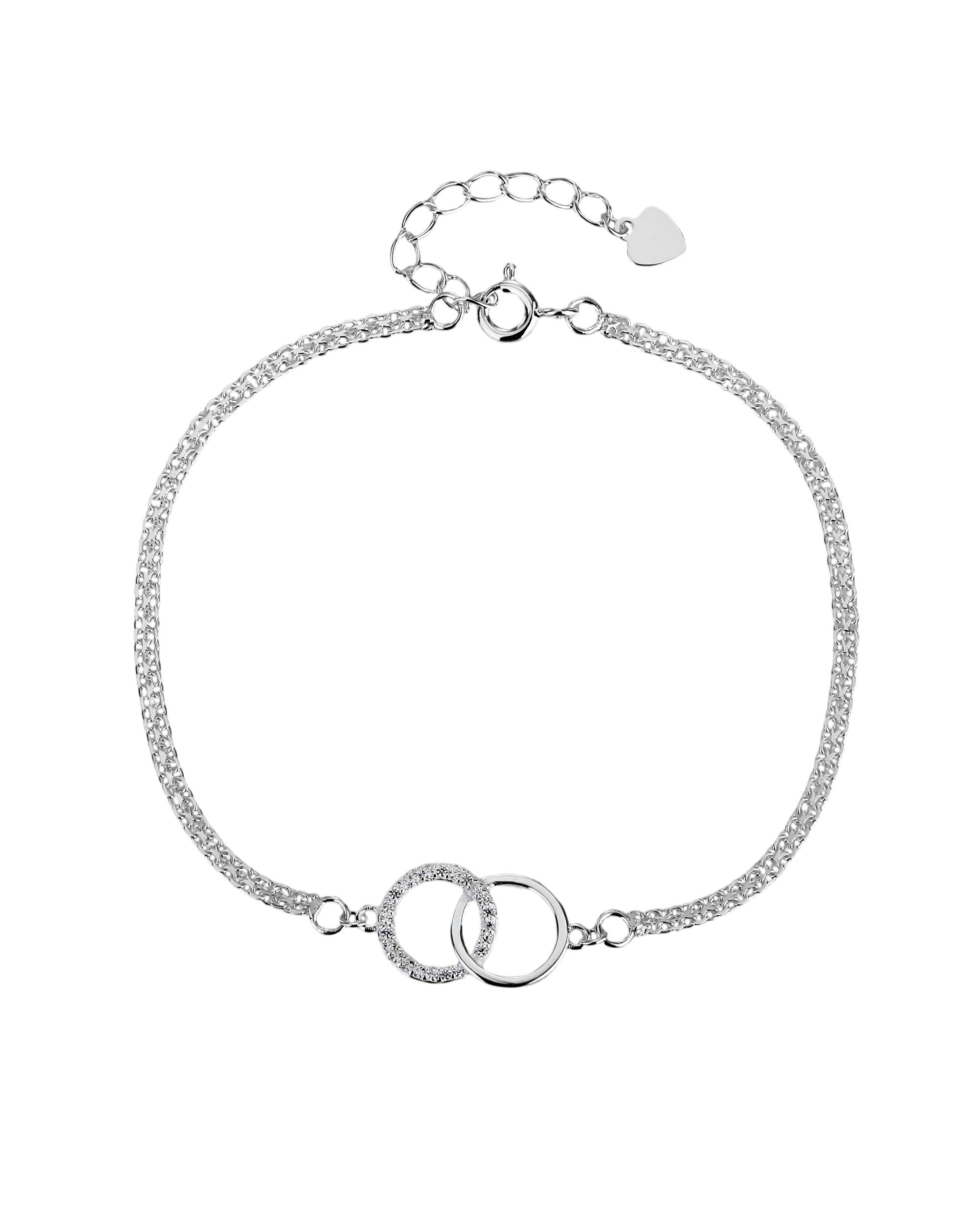 Pulsera sencilla de aros con circonia blanca 17+3cm en plateado