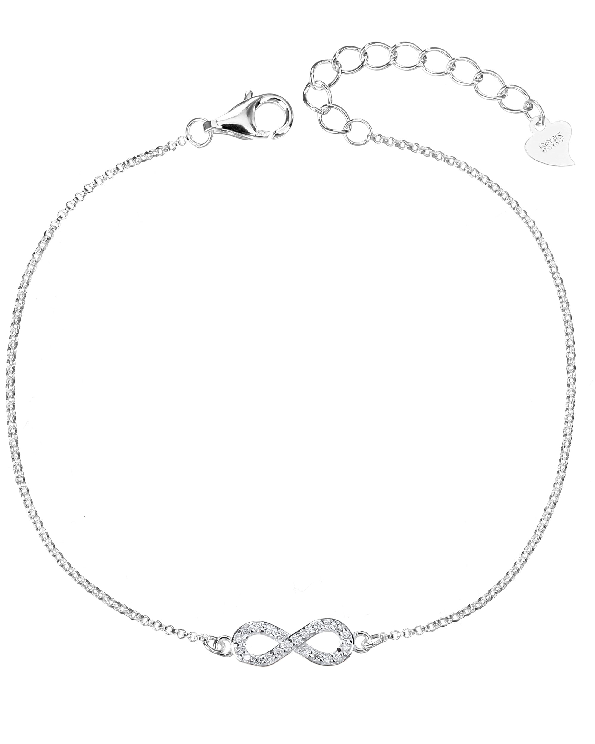 Pulsera sencilla de infinito con circonia blanca 17+3cm en plateado