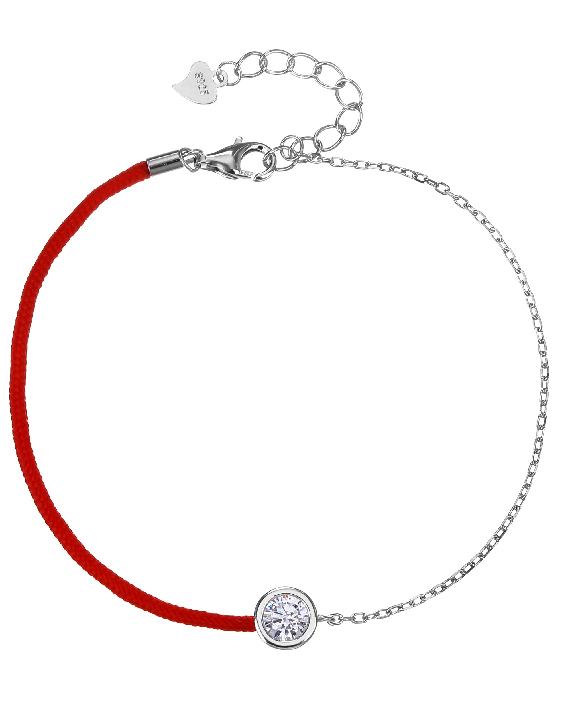 Pulsera mixta de eslabon e hilo rojo 17+3cm en rodizado