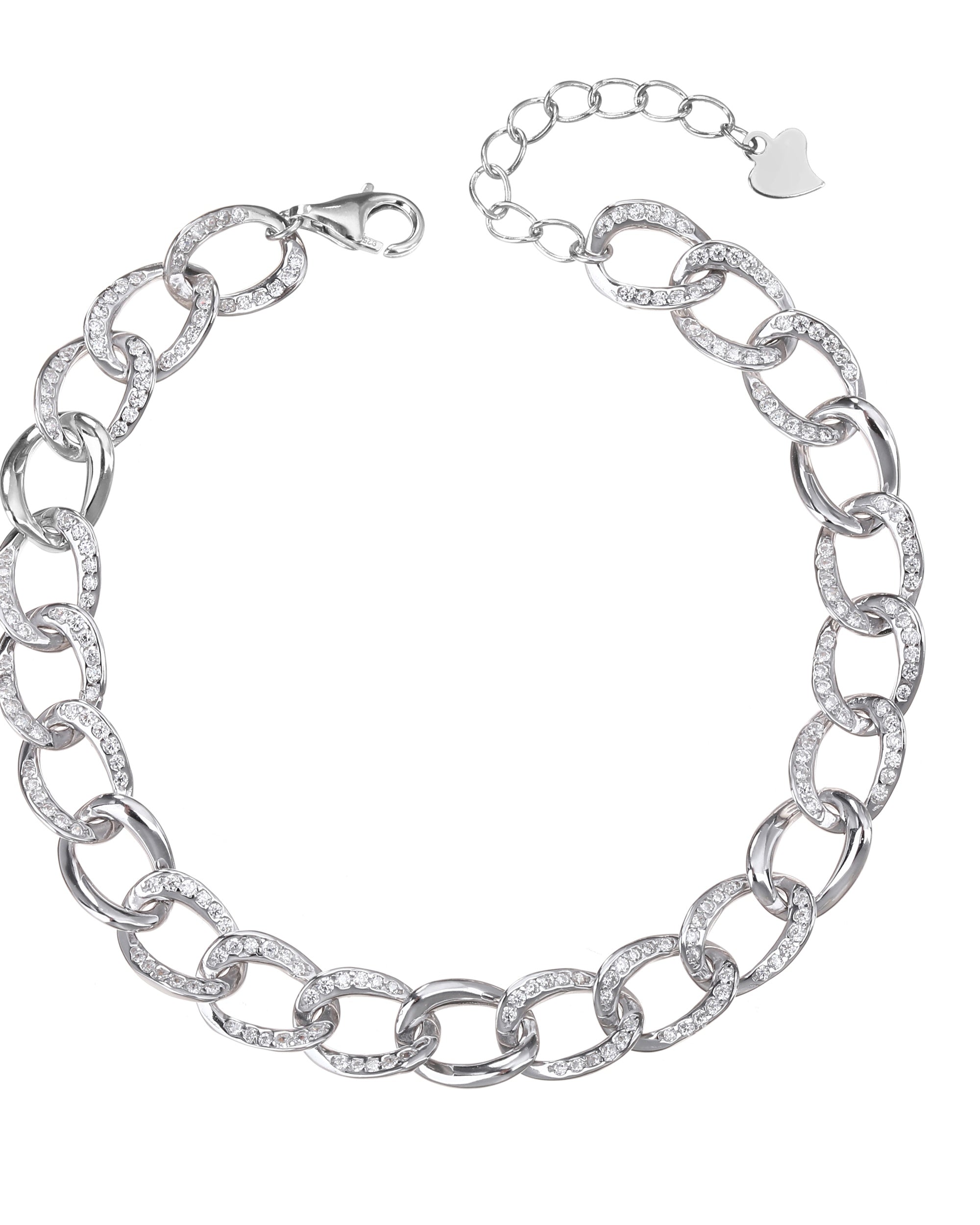 Pulsera barbada 1x1 con circonia blanca 17+3cm en rodizado