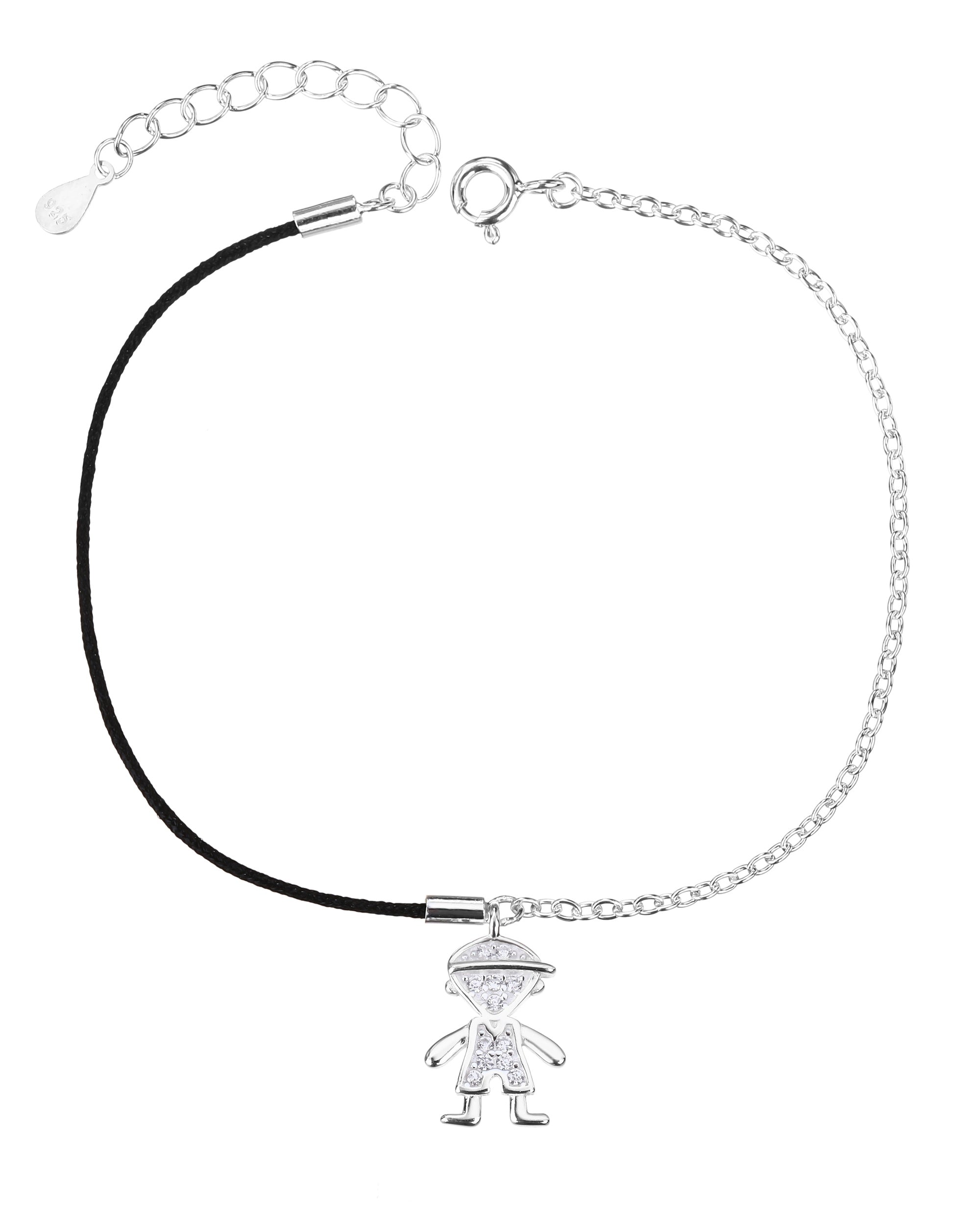 Pulsera sencilla de nii±o con hilo 17+3cm en plateado