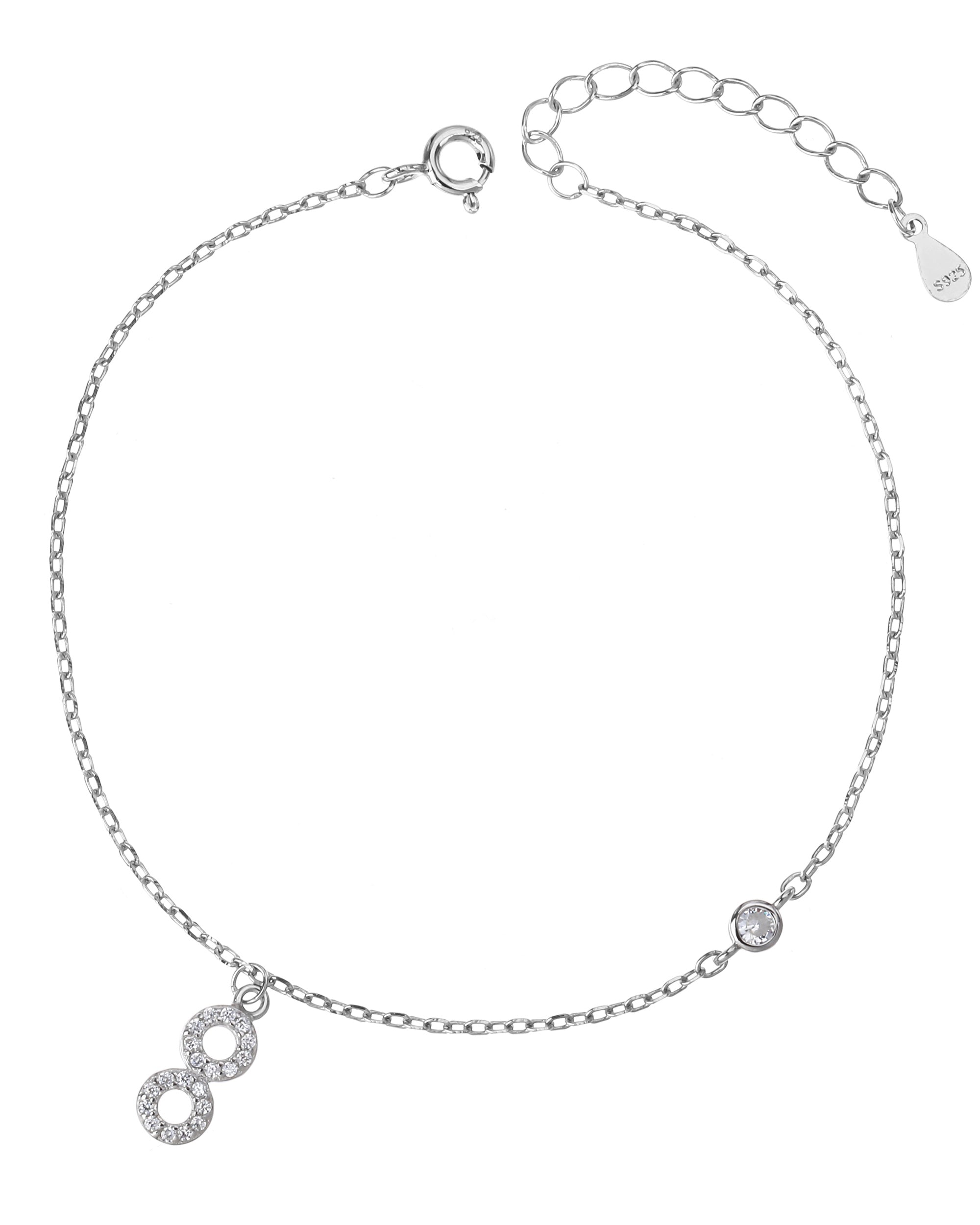 Pulsera sencilla de infinito con circonia blanca 17+3cm en rodizado