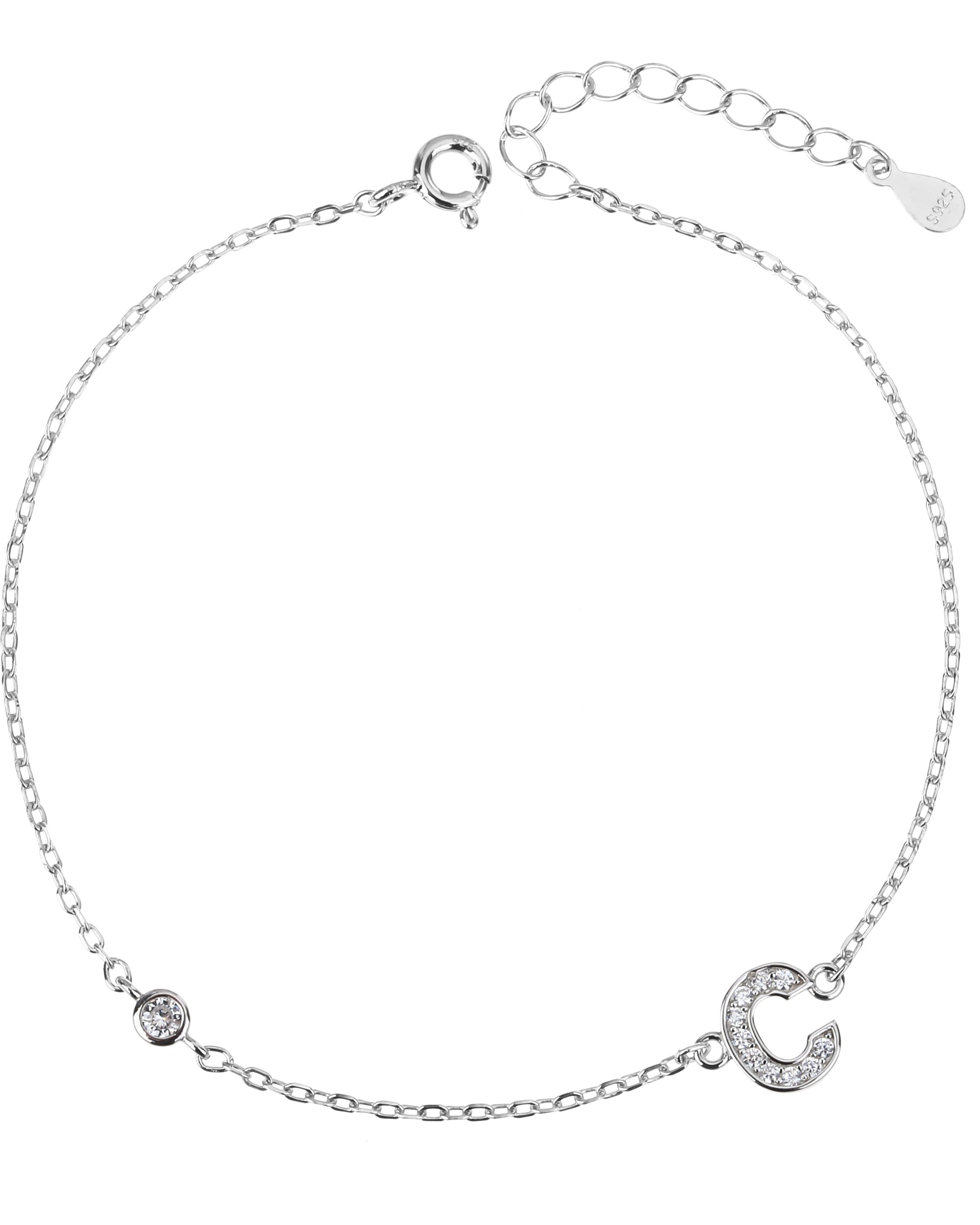 Pulsera de letra con circonia 17+3cm blanca en rodizado