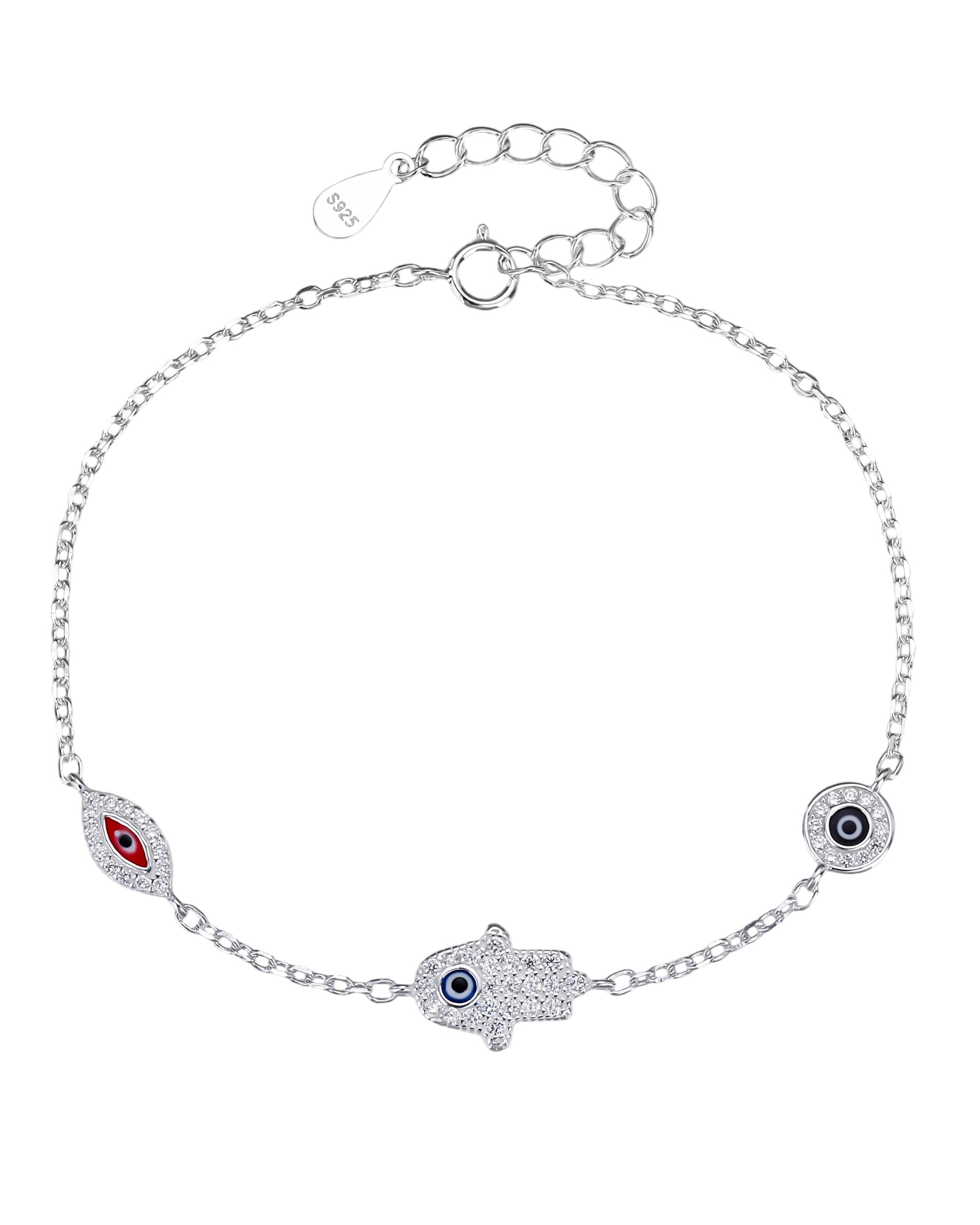 Pulsera ojitos con esmalte multicolor 17+3cm en plateado