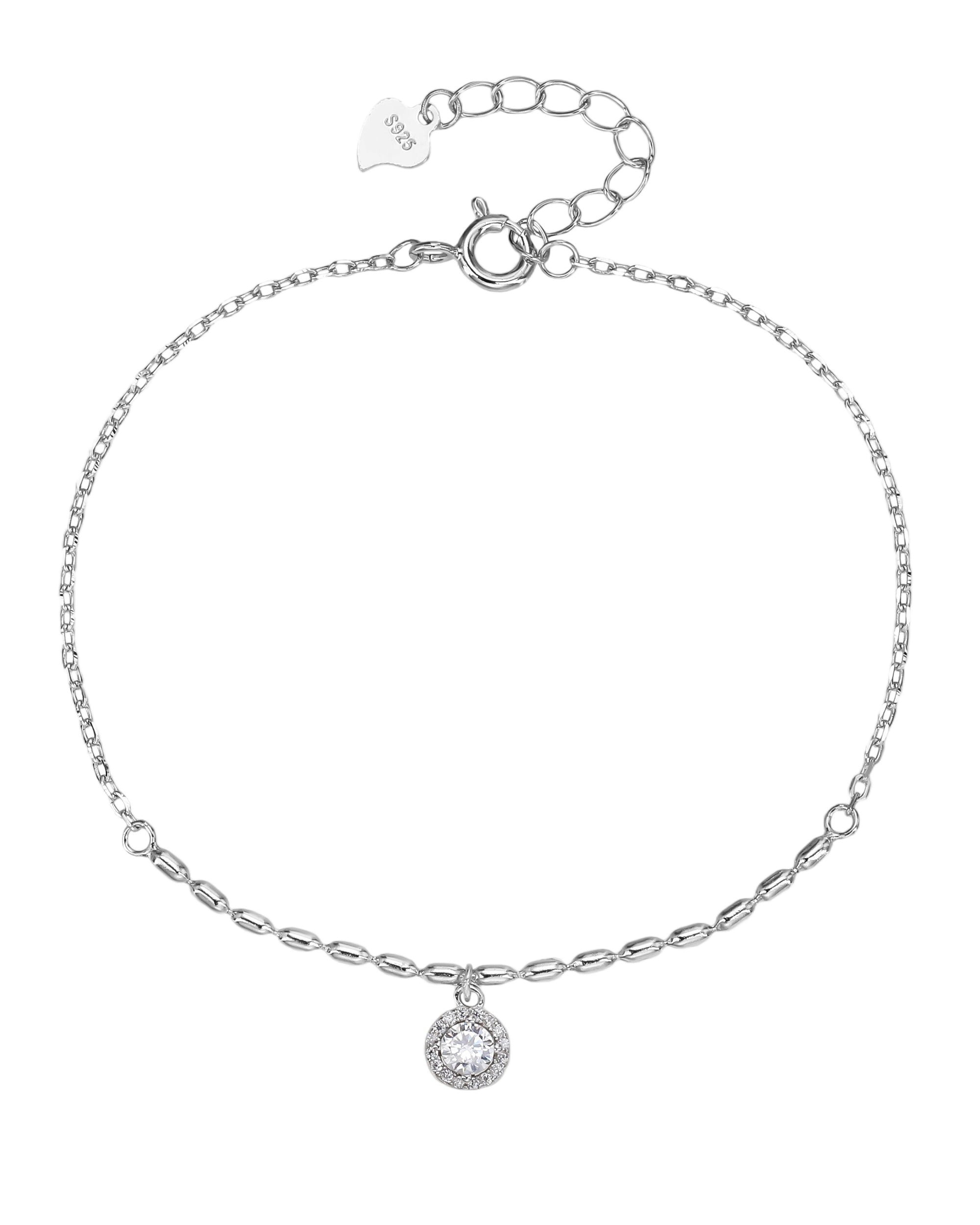 Pulsera mixta con eslabon arroz y esfera de circonias en rodizado