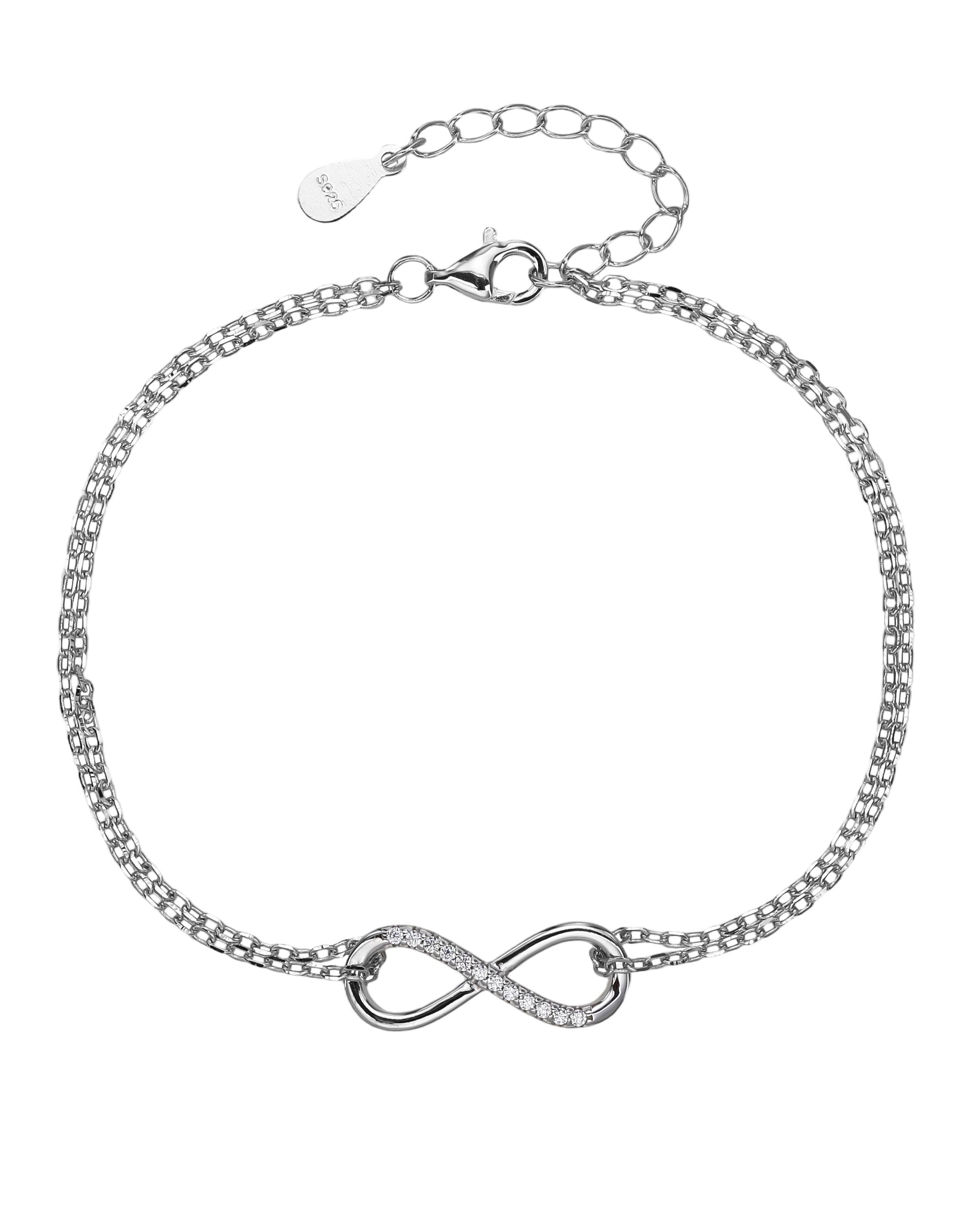 Pulsera doble de infinito con circonia blanca en rodizado