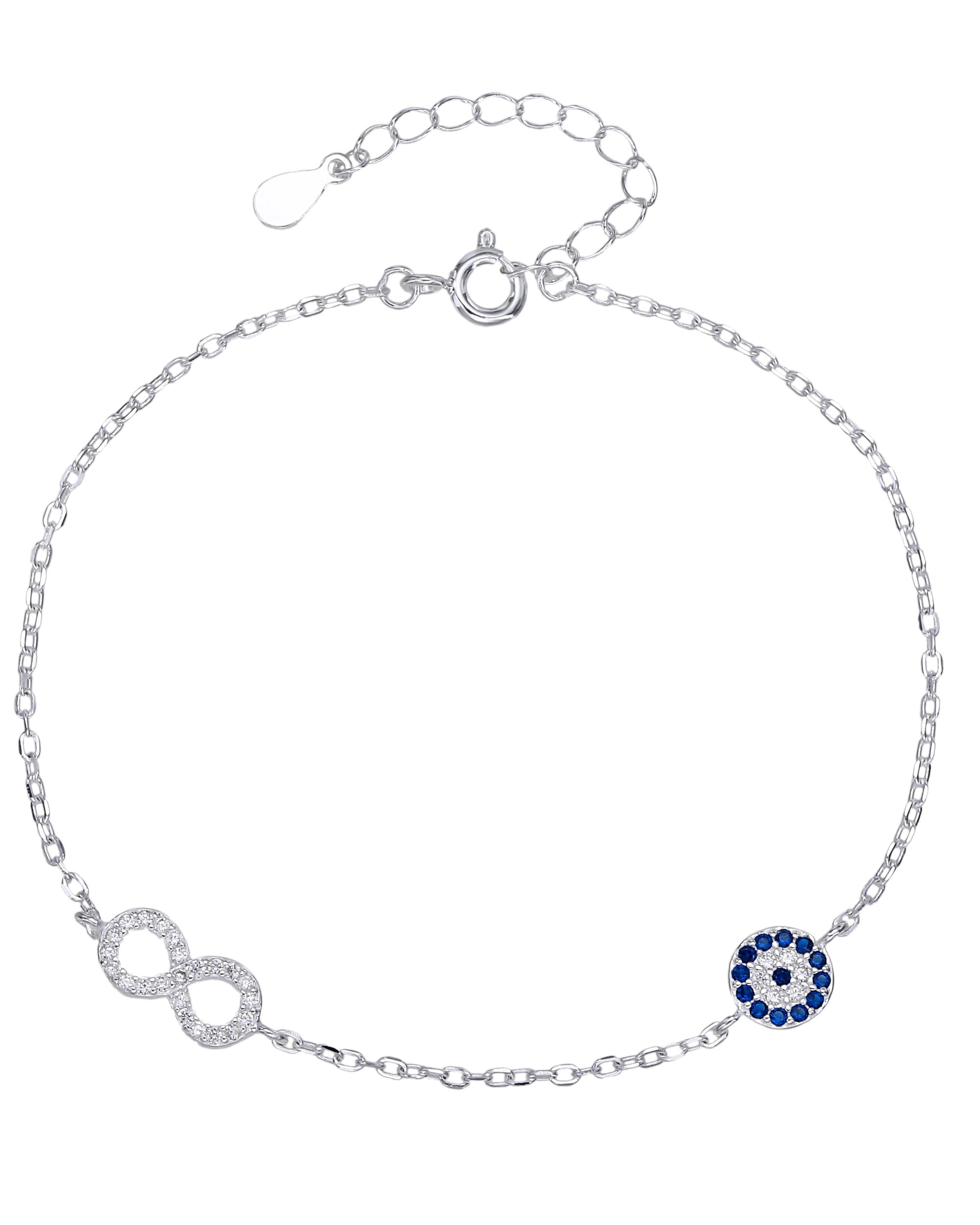 Pulsera sencilla de infinito con circonia multicolor 17+3cm en plateado