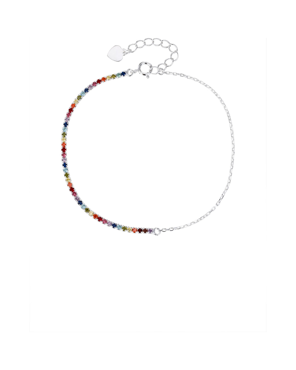 Pulsera de tenis 1.5mm con circonia de color 17+3cm en plateado