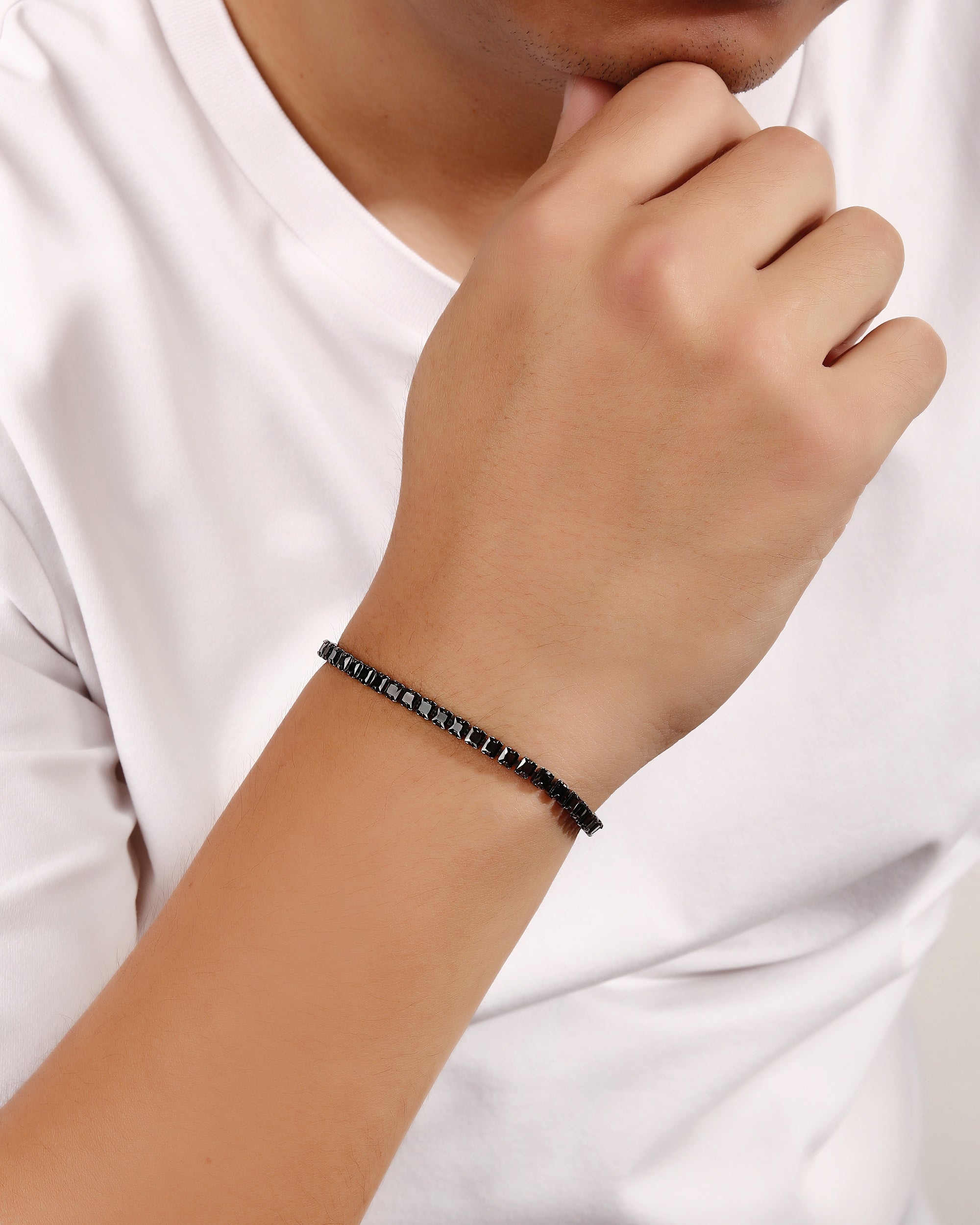 Pulsera tenis con circonia negro de 22cm en rodio negro