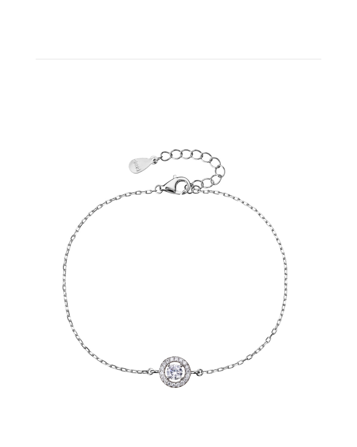 Pulsera sencilla de circulo halo con circonia blanca 17+3cm en rodizado