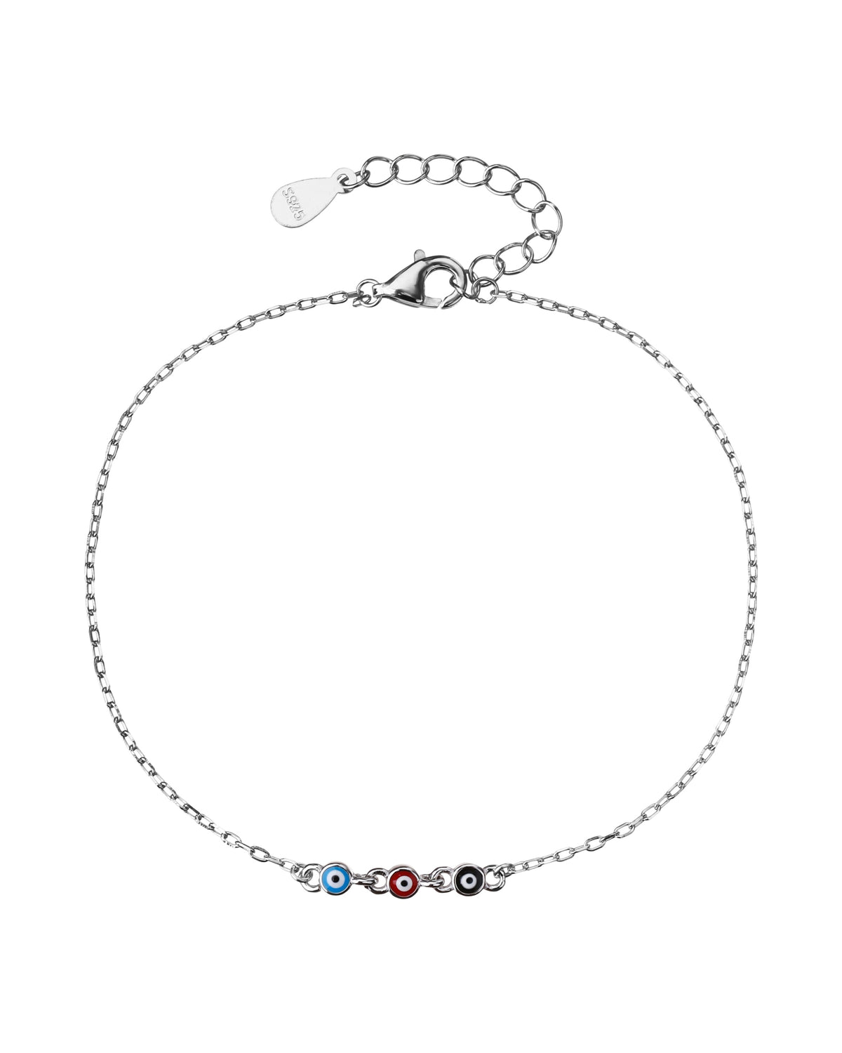Pulsera sencilla con ojitos multicolor 17+3cm en rodizado