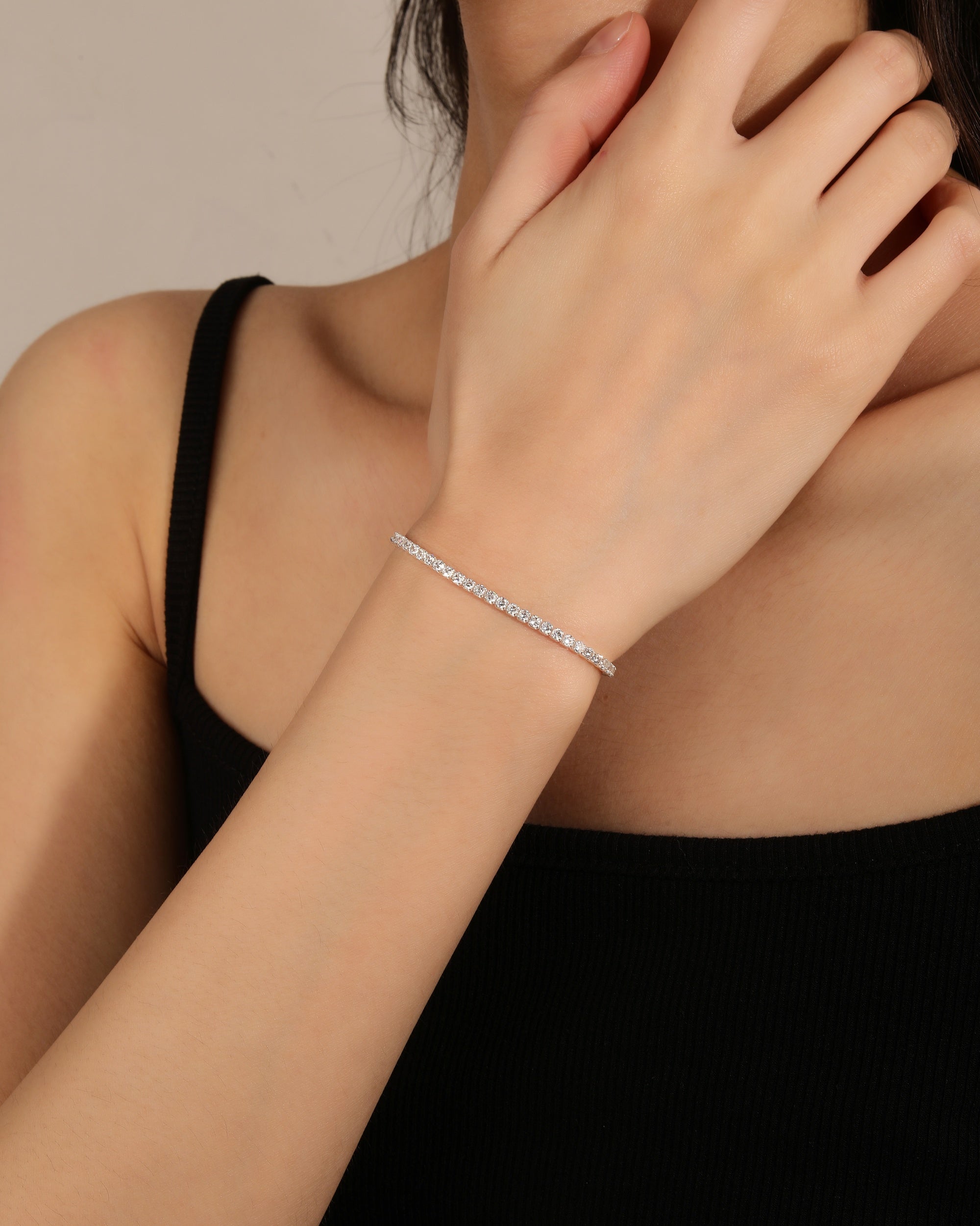 Pulsera tenis con circonia blanca de 17+3cm en plateado