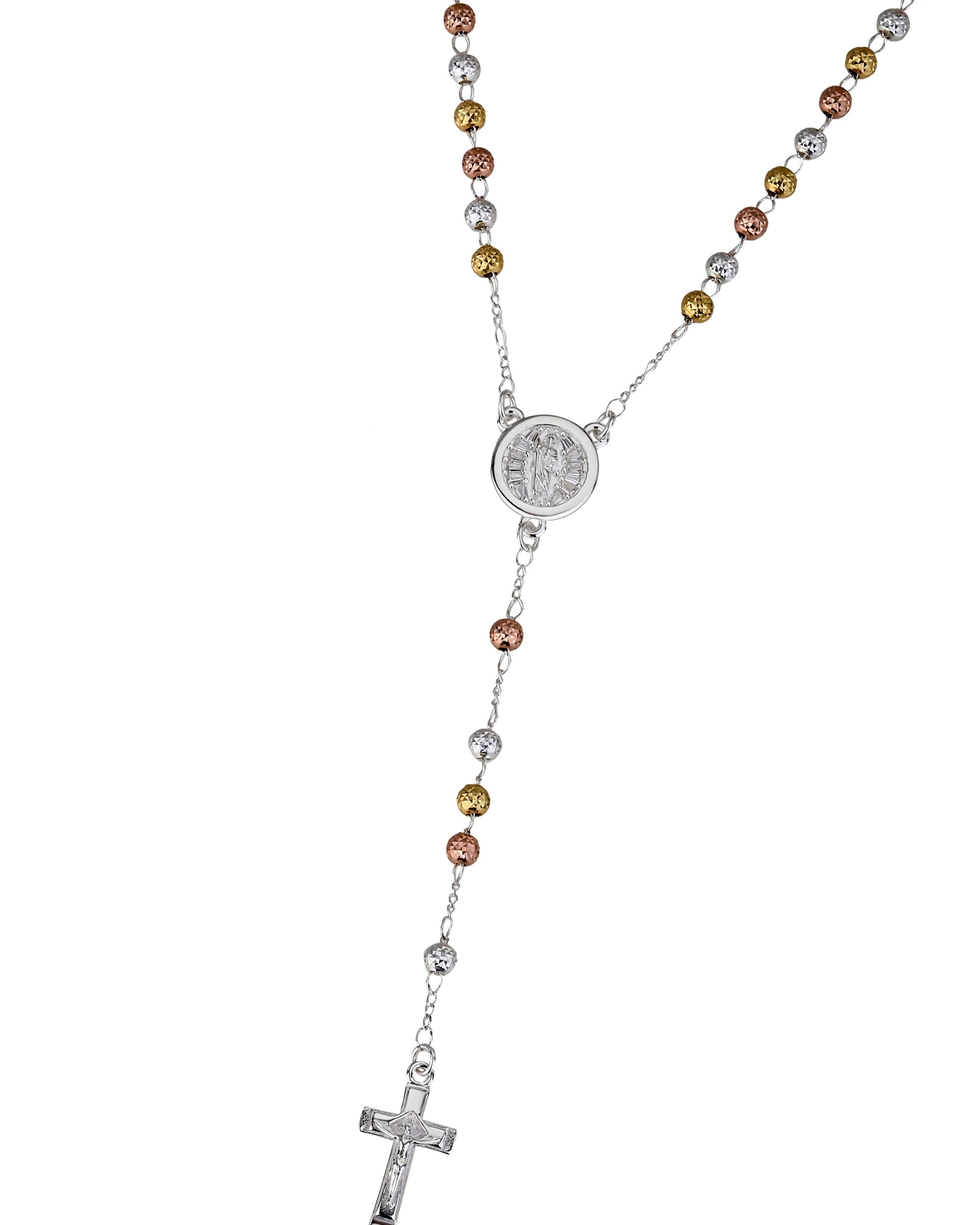 Rosario de san judas con circonia blanca 4mm en florentino