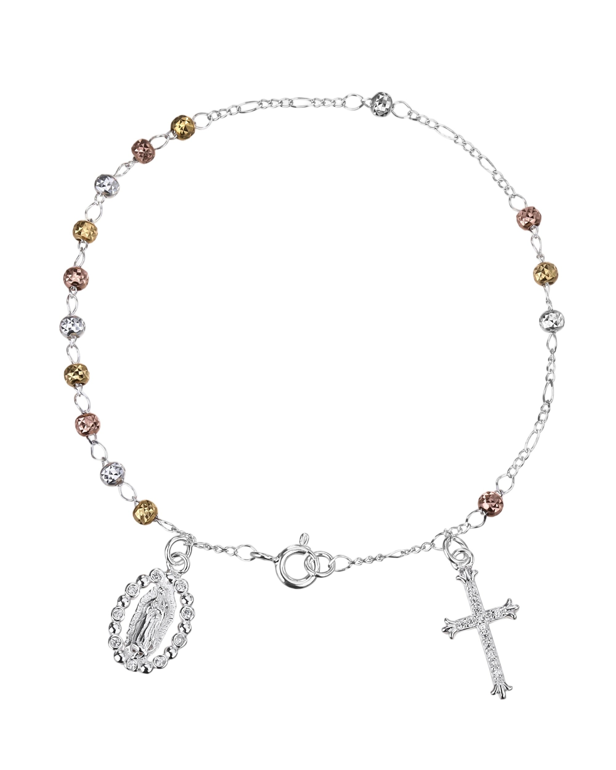Misterio de Virgen de Guadalupe con circonia blanca 3mm en florentino