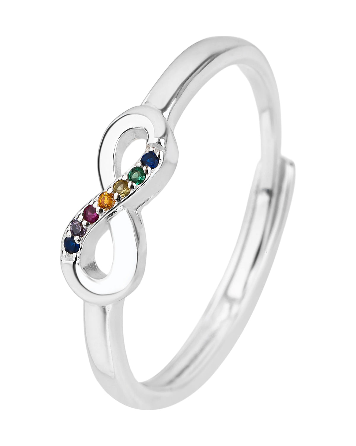 Anillo de figura con circonia en plateado