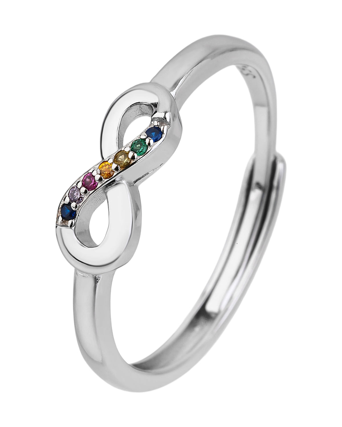 Anillo ajustable de infinito con circonia en rodizado