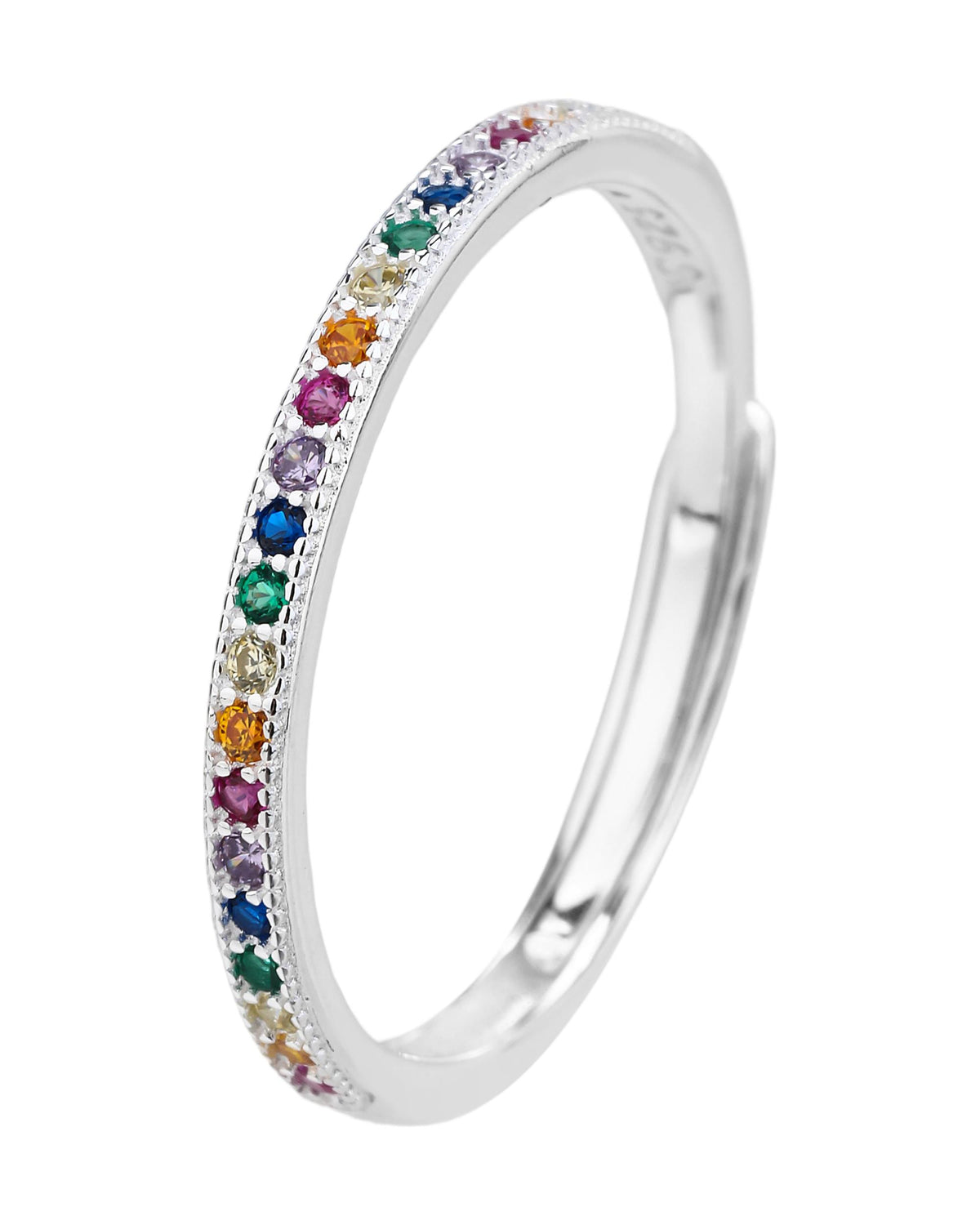 Anillo ajustable con circonias en plateado