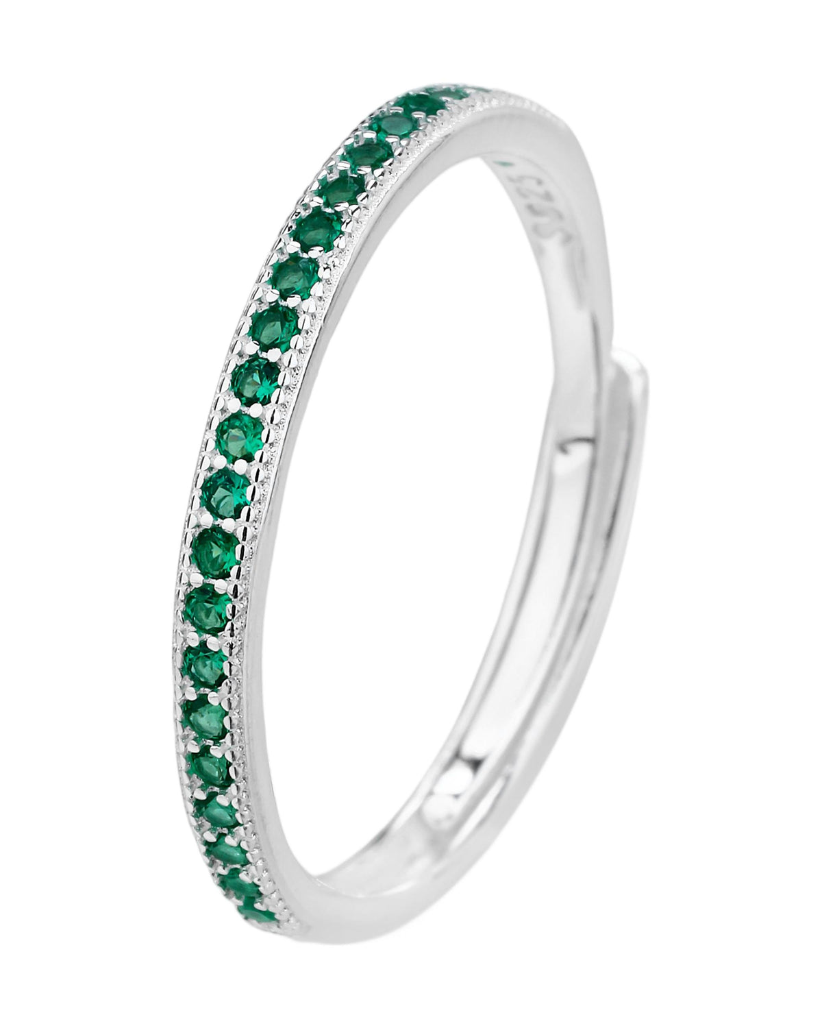 Anillo ajustable con circonias en plateado