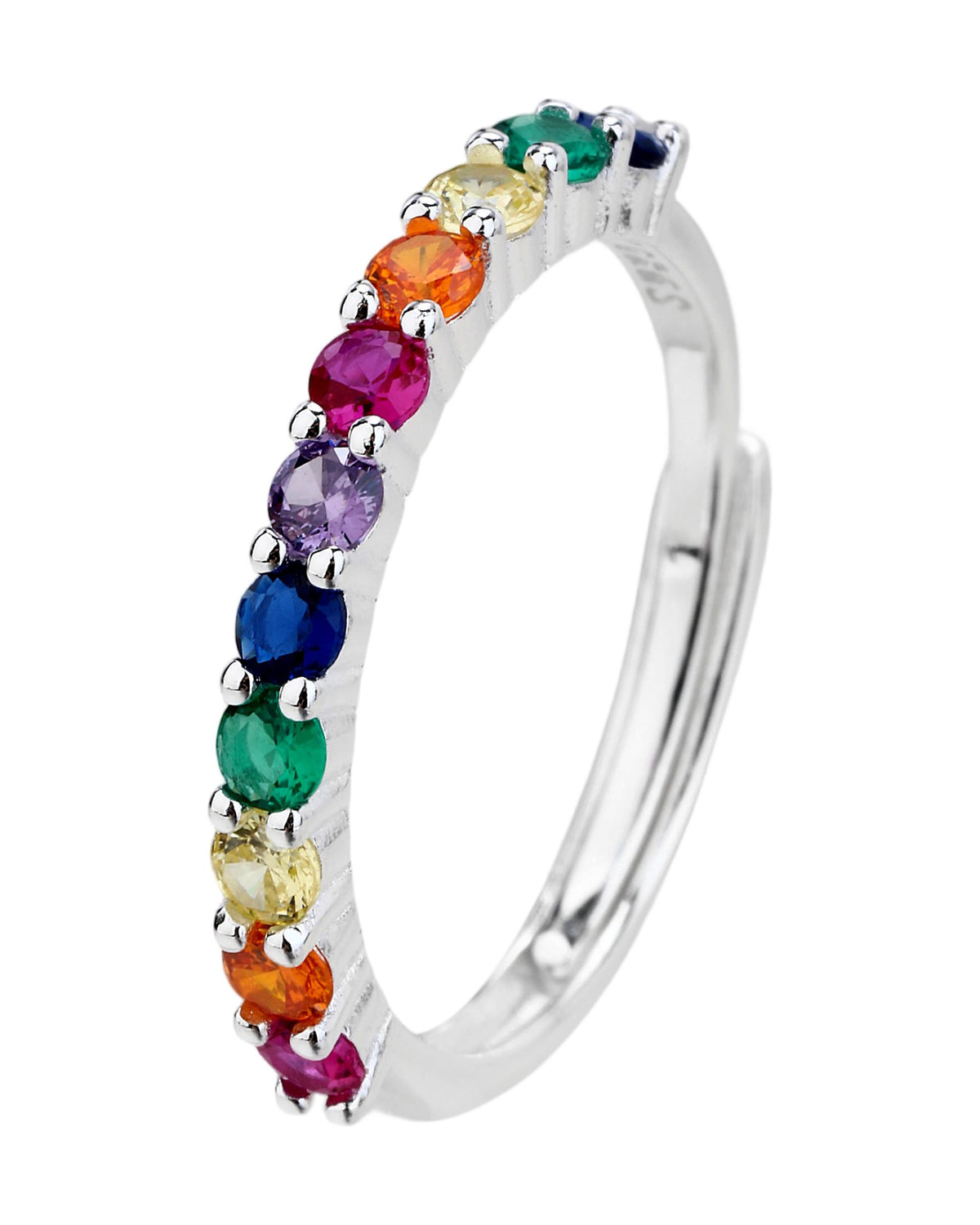 Anillo ajustable con circonias en plateado
