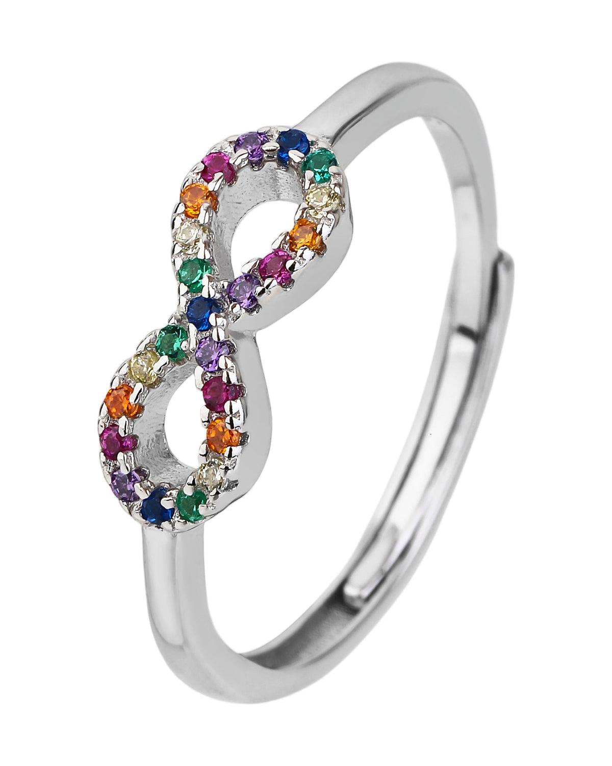 Anillo ajustable de infinito con microcirconias en rodizado