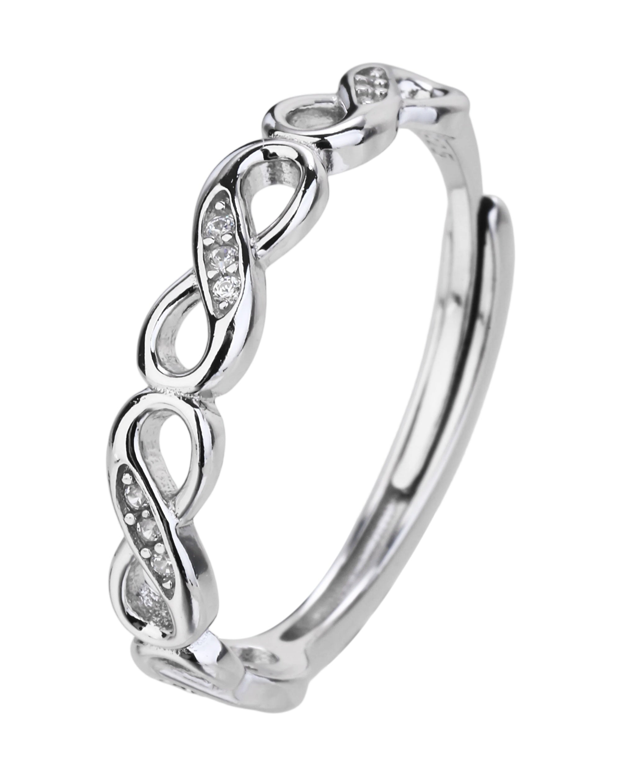 Anillo ajustable de infinitos con circonia blanca en rodizado