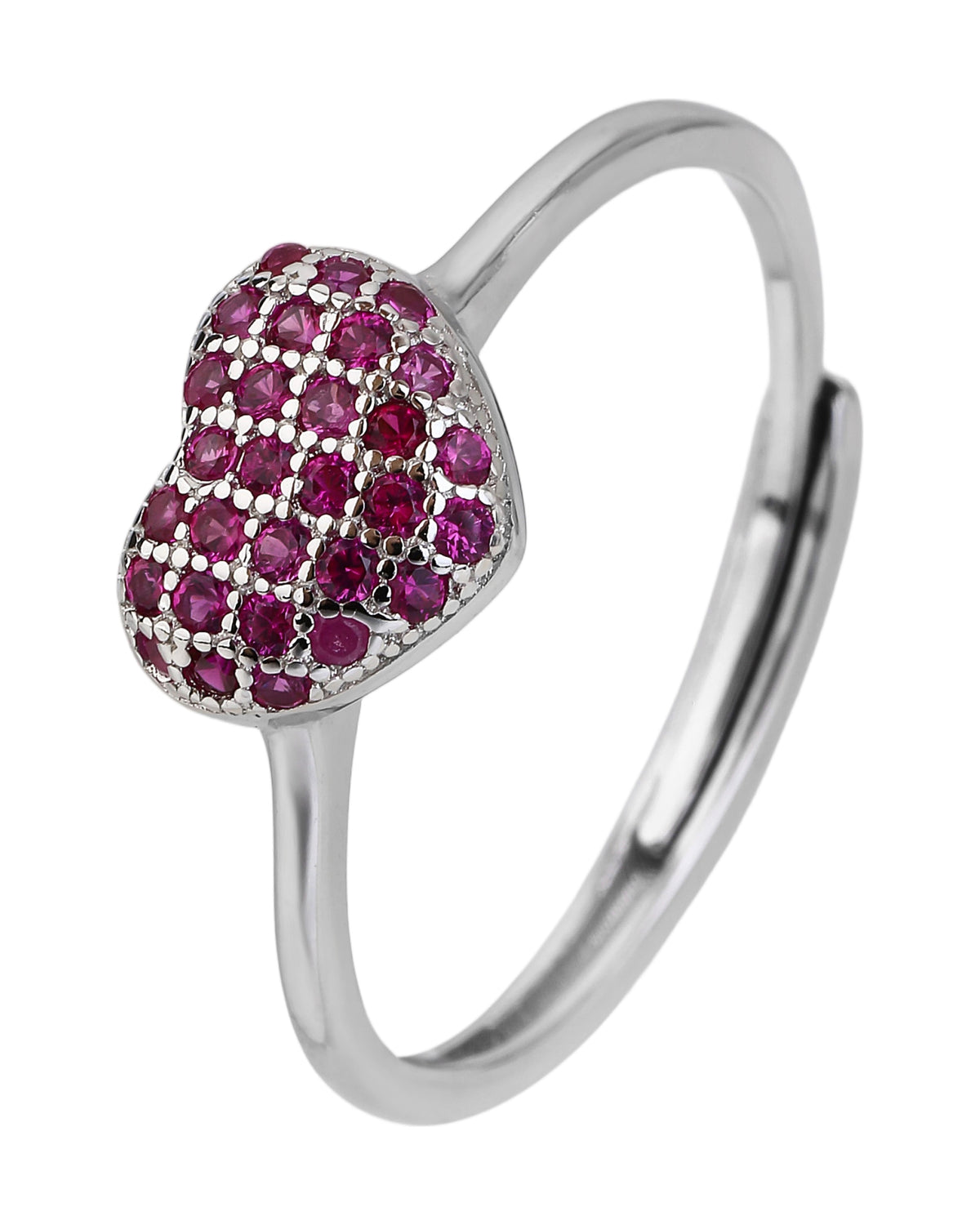 Anillo ajustable de corazón con circonias en rodizado