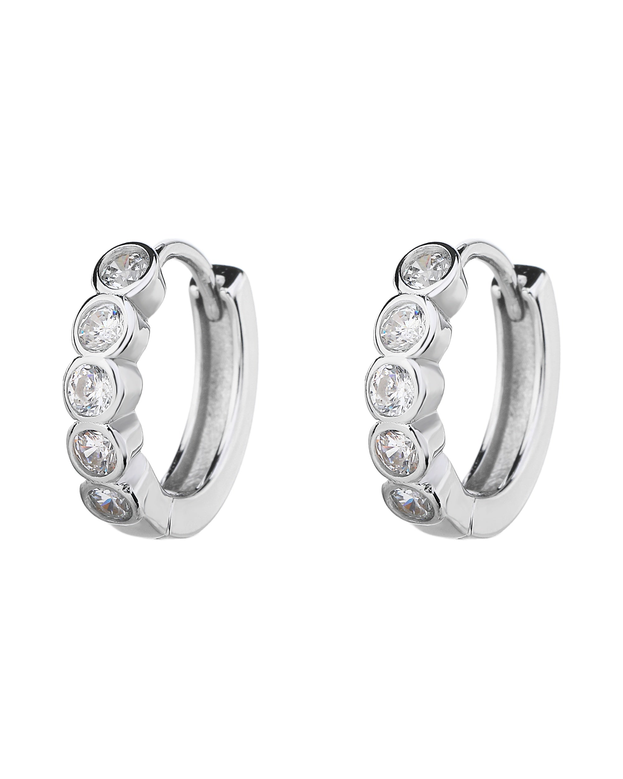 Huggies redonda con circonia blanca 13mm en rodizado