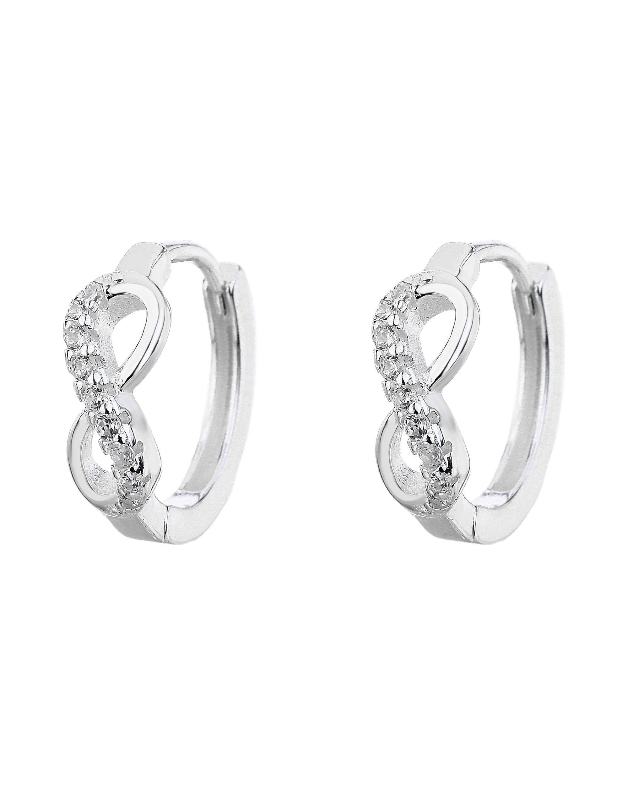 Huggies de infinito con circonia blanca 14mm en plateado
