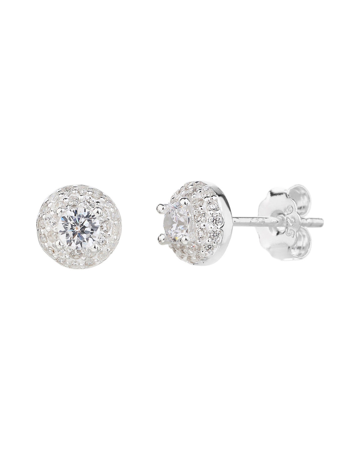 Arete halo con circonia redonda 7mm en plateado