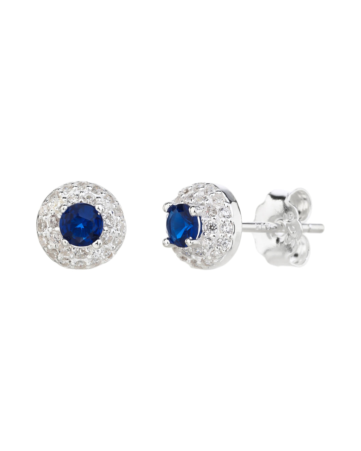 Arete halo con circonia redonda 7mm en plateado