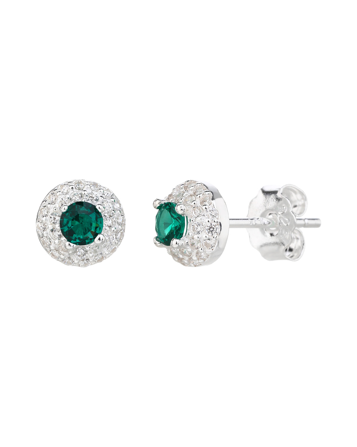 Arete halo con circonia redonda 7mm en plateado